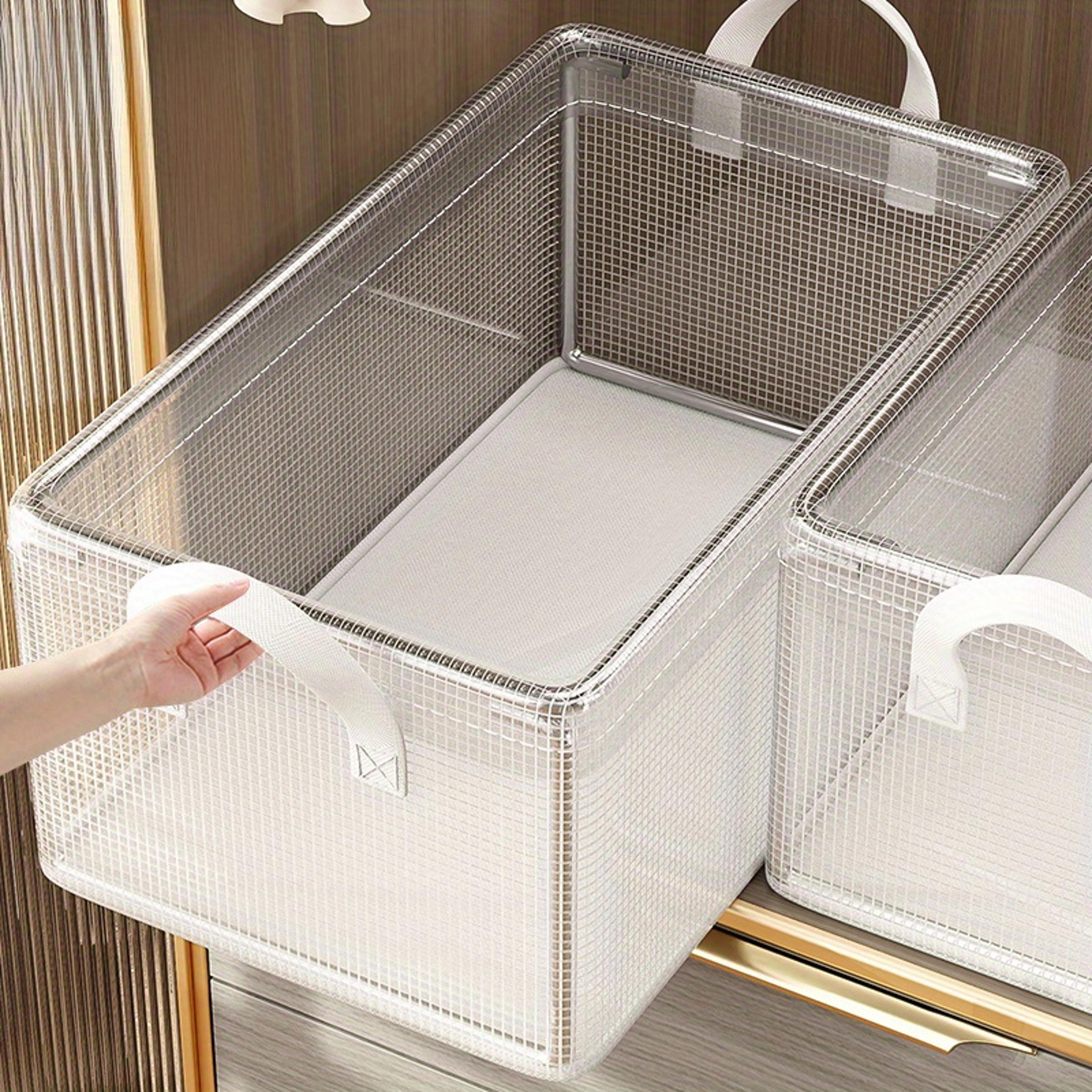 transparent storage box with steel frame foldable closet organizer