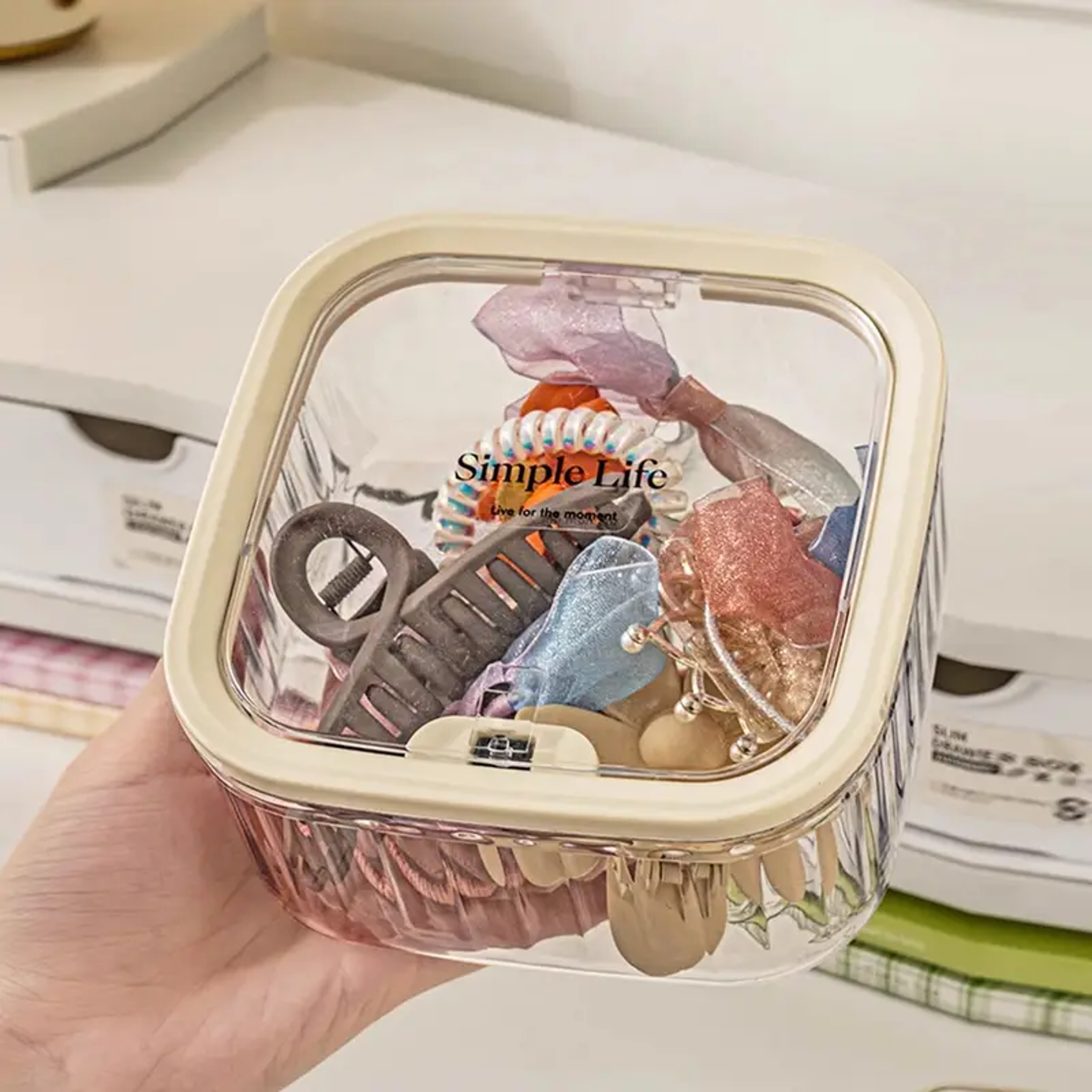 transparent pop up laundry detergent storage box for powder beads and small essentials