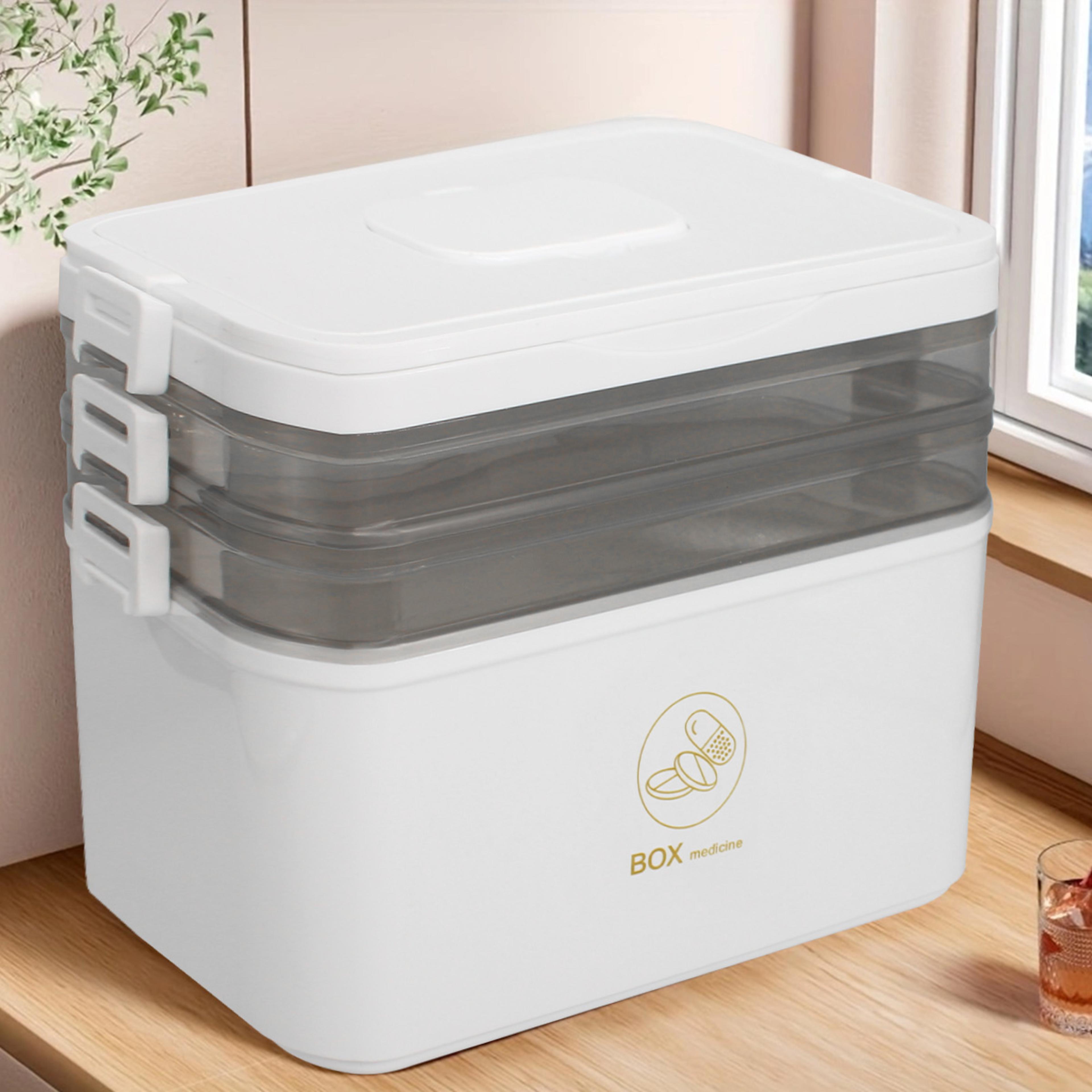 large capacity medicine storage box portable multi layer first aid organizer for home and travel