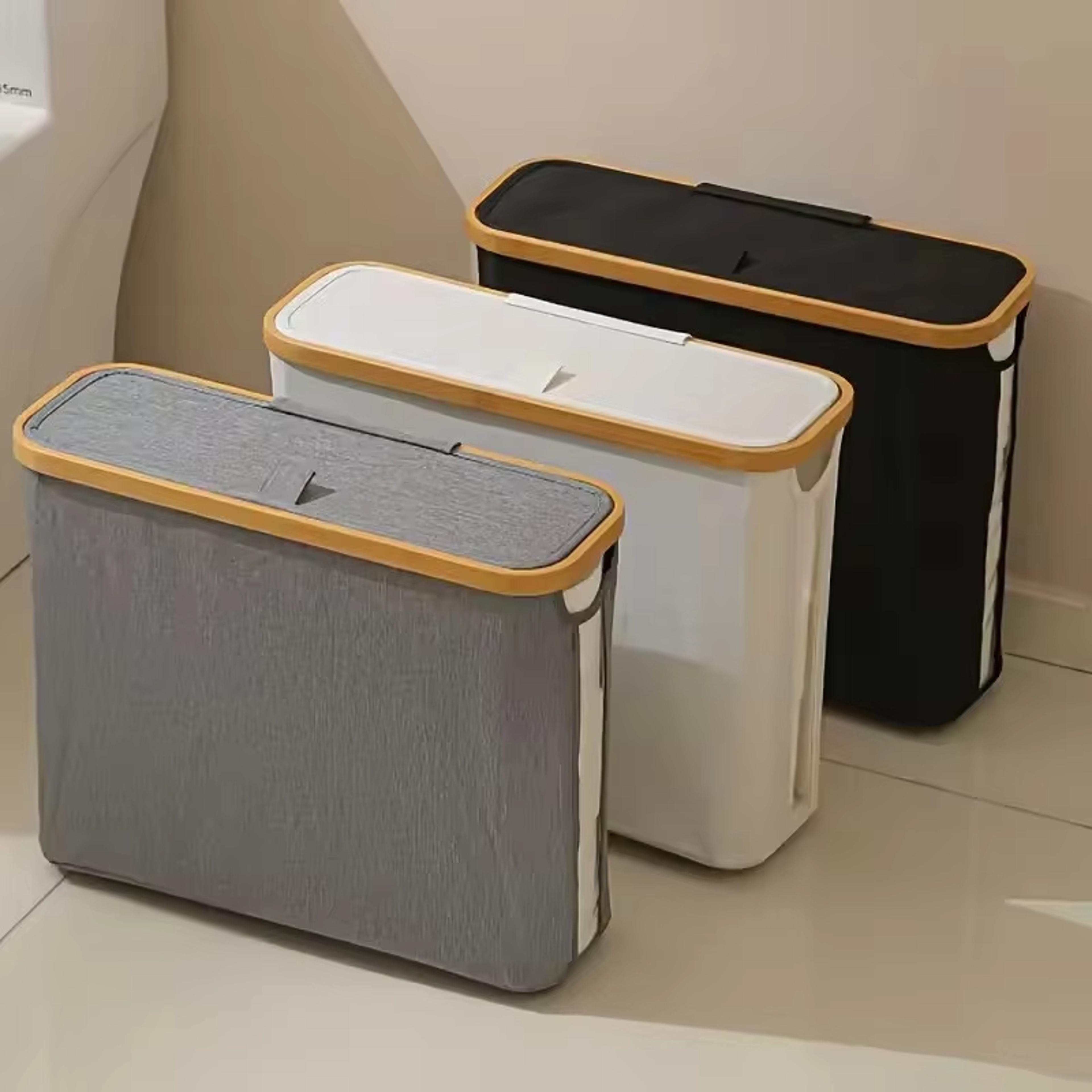 roll toilet paper storage basket with bamboo lid bathroom organizer
