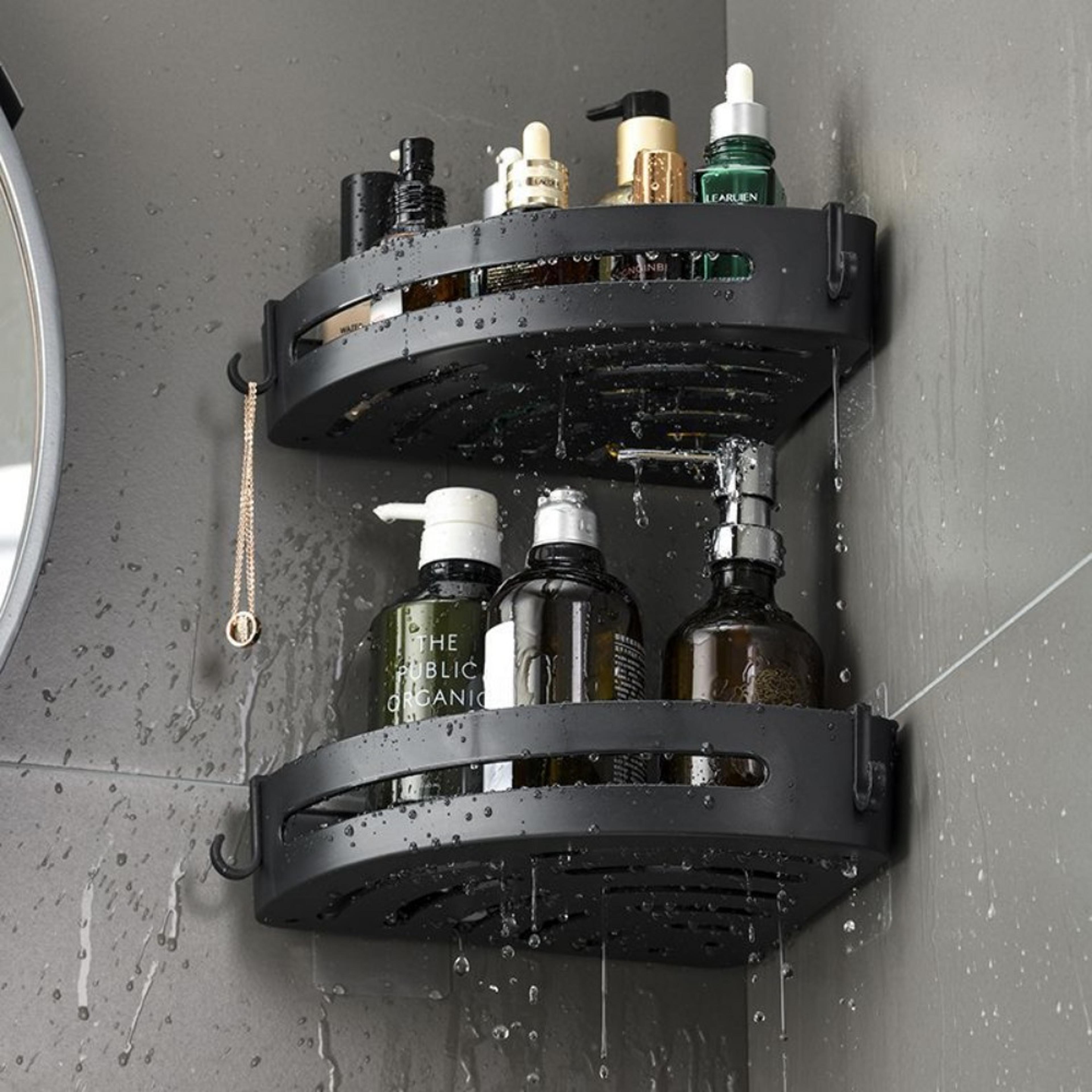 strong adhesive no drill shower shelf waterproof bathroom organizer