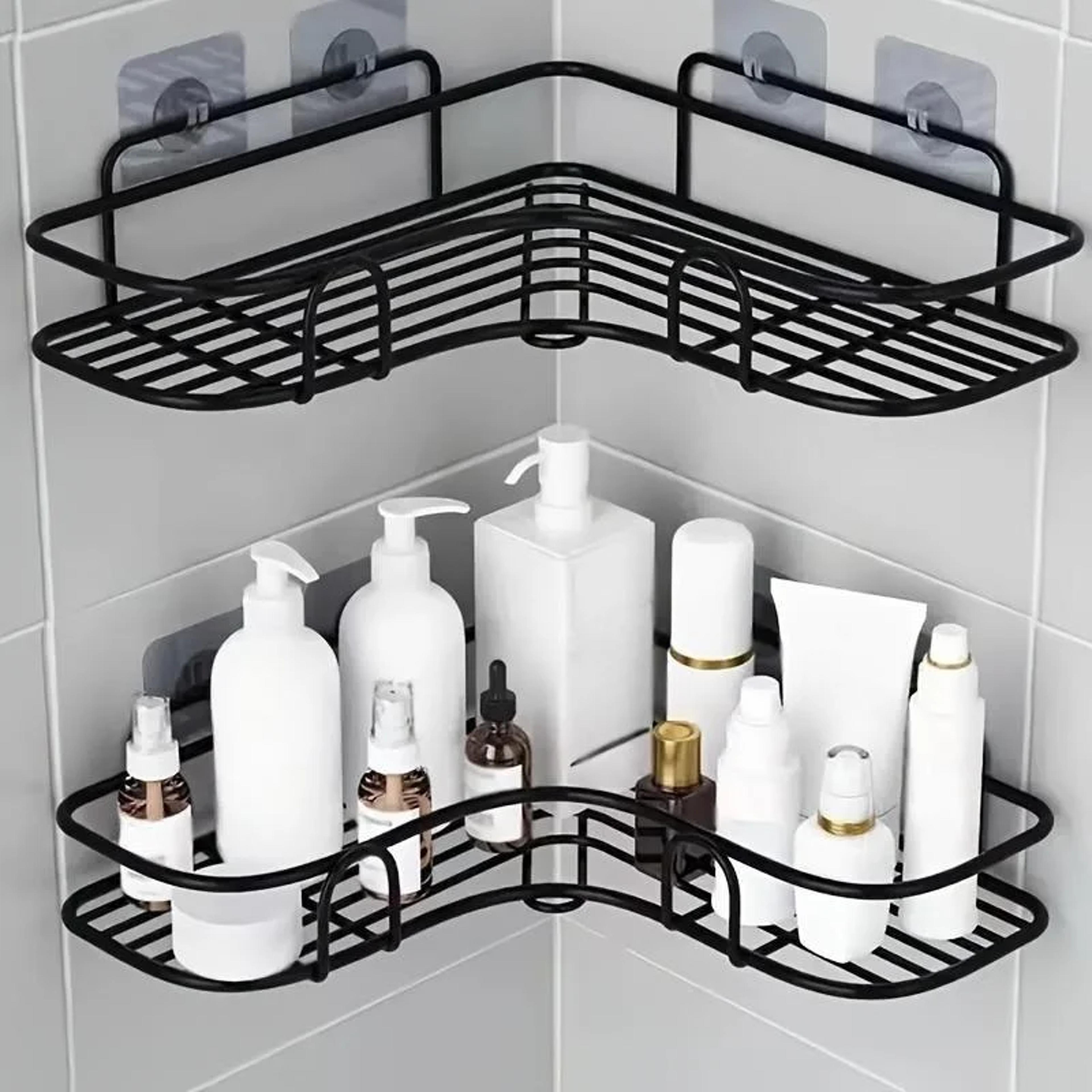 no drill corner shower shelf bathroom organizer shampoo holder