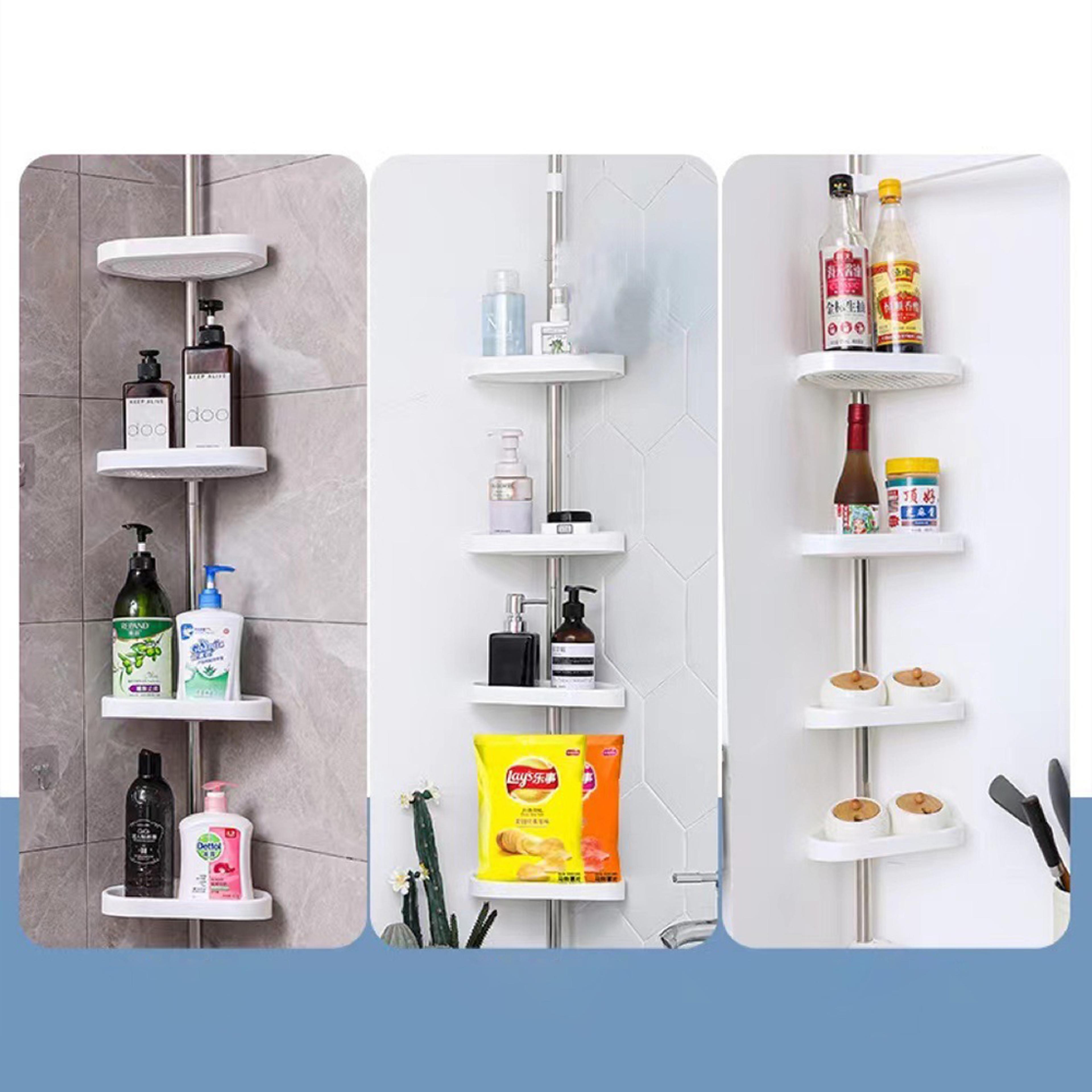 corner shower caddy rustproof adjustable tension pole organizer