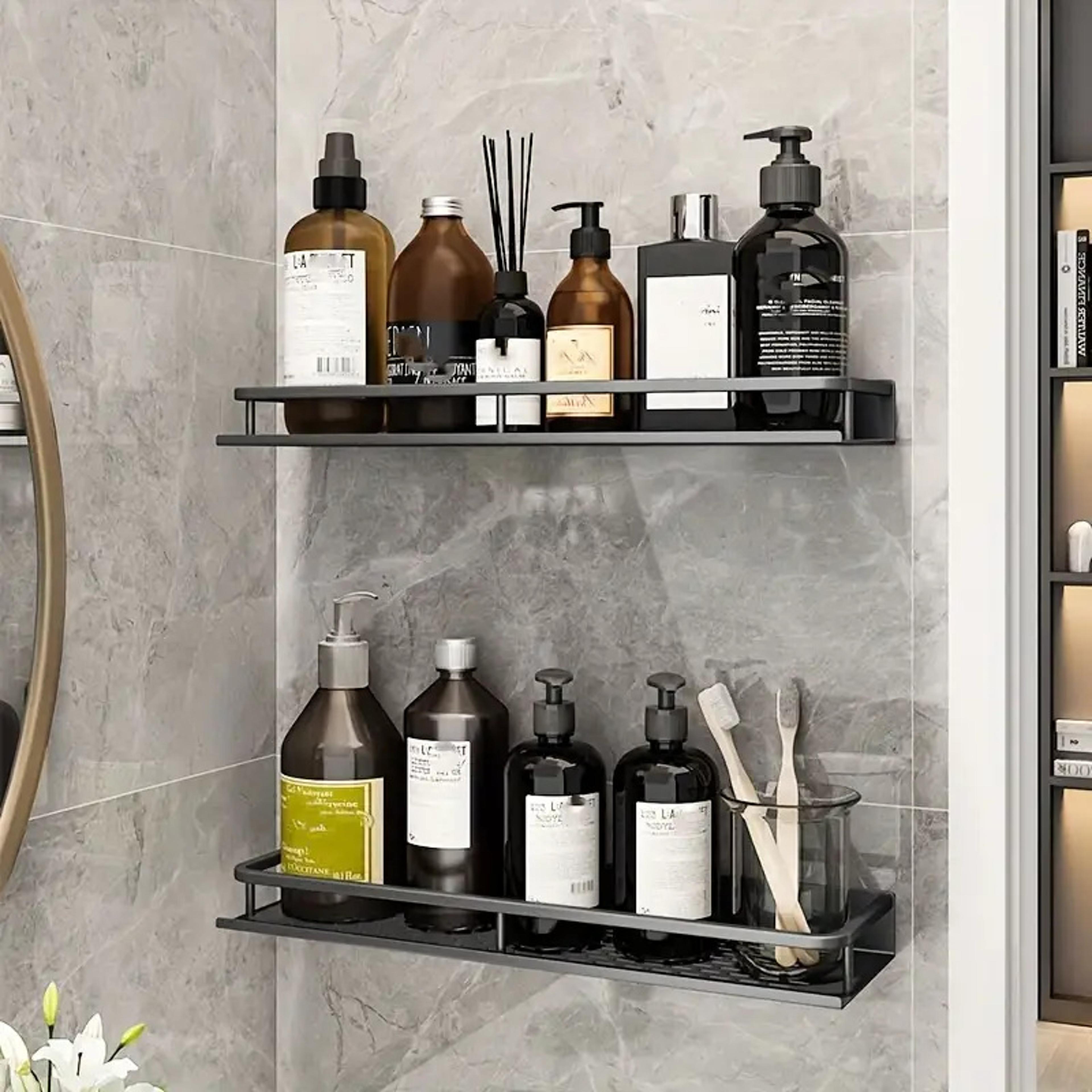 space saving aluminum bathroom shelf wall mounted cosmetic organizer