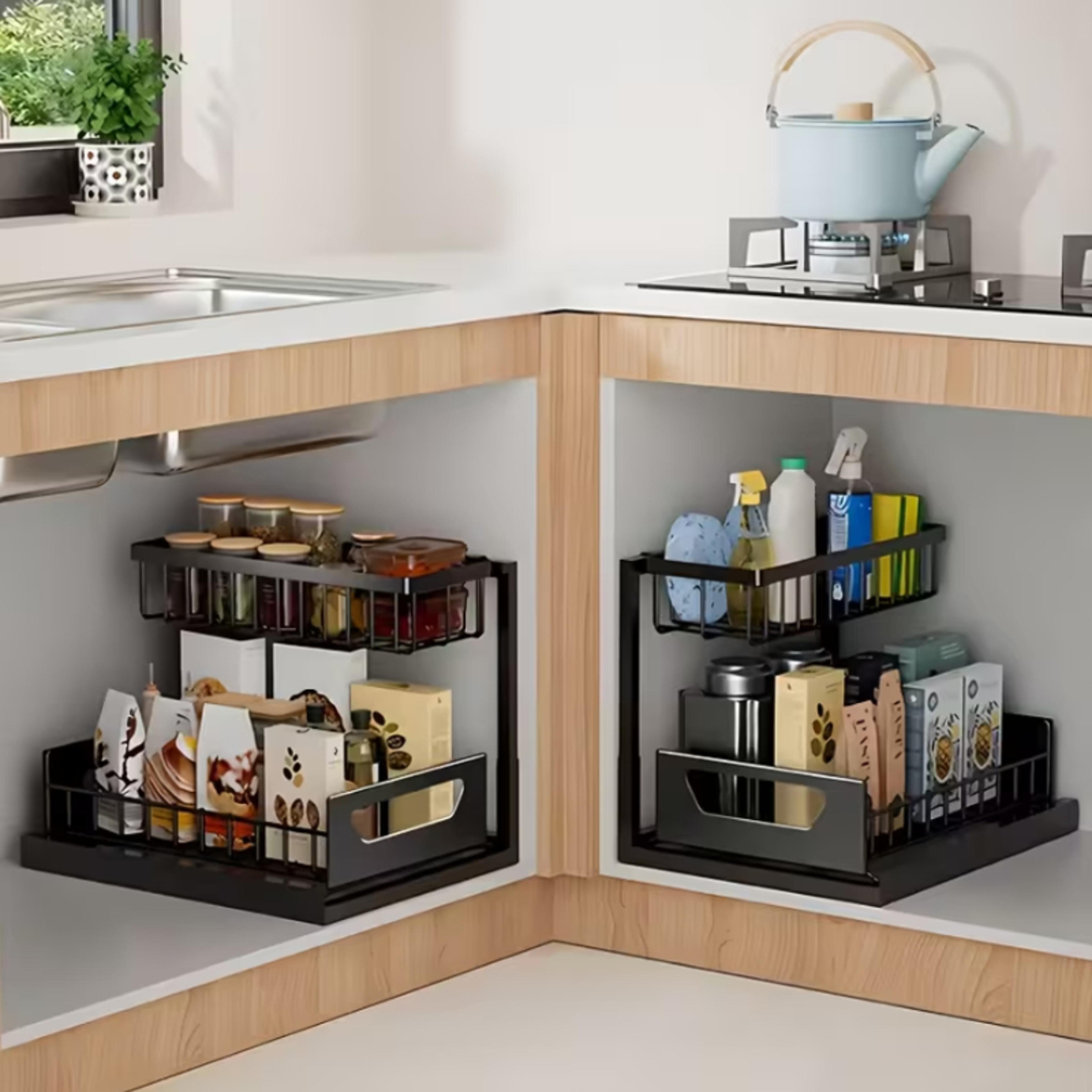 pull out under sink organizer for kitchen and bathroom storages
