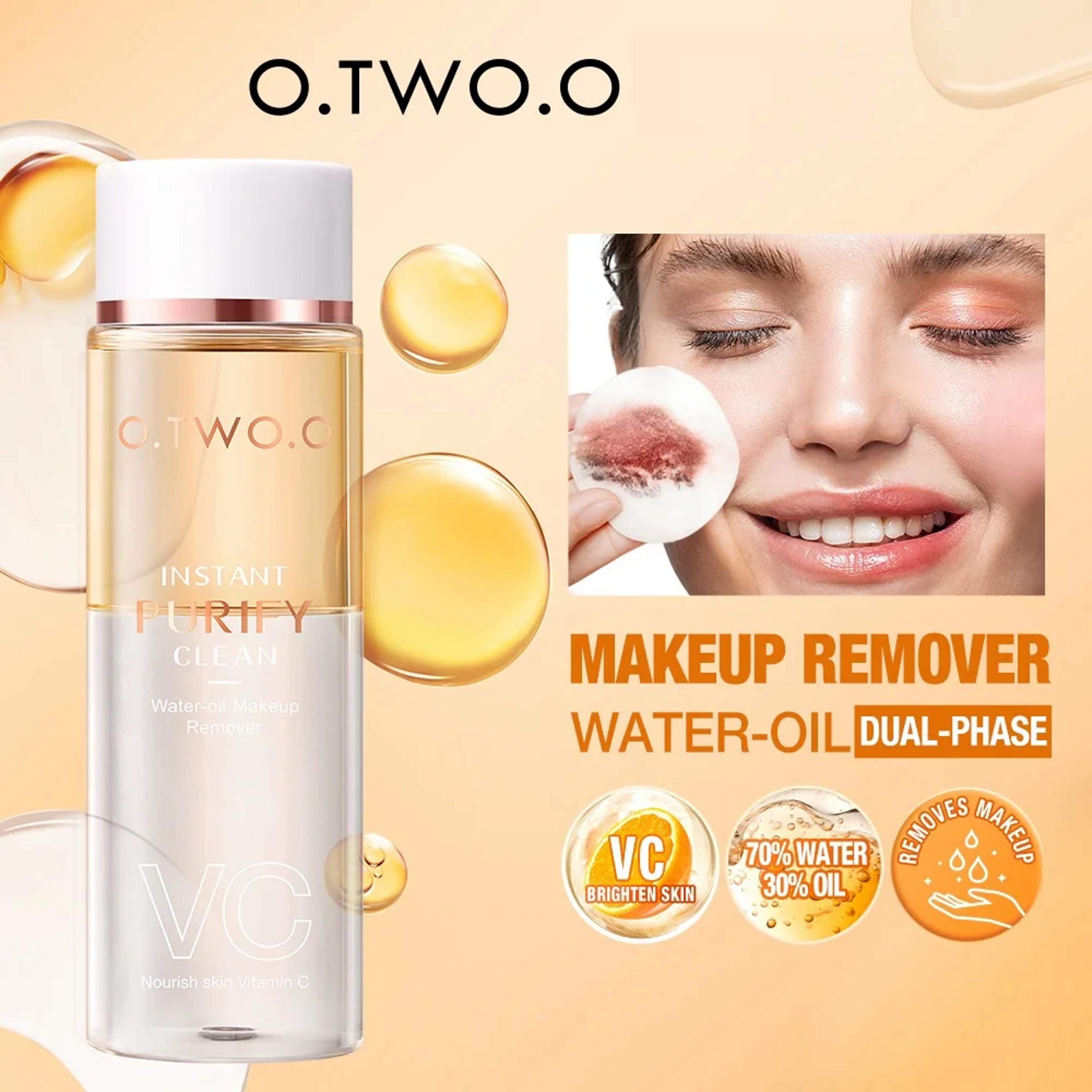 water oil makeup remover, gentle vc essence cleanser, full face purify and moisturize, removes stubborn makeup easily