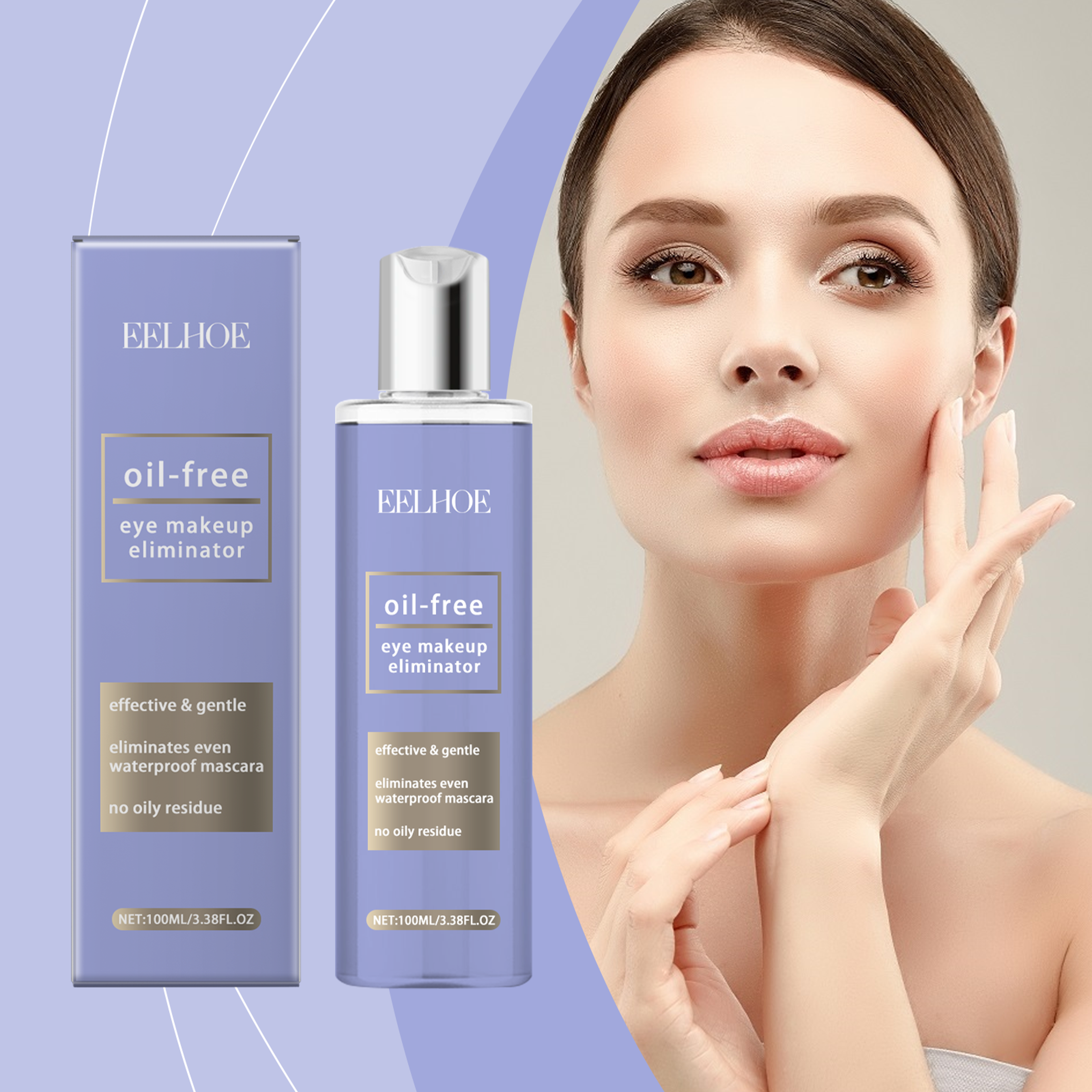 three in one cleansing makeup remover water, eye and lip makeup remover gently cleanses skin, refreshing face cleanser