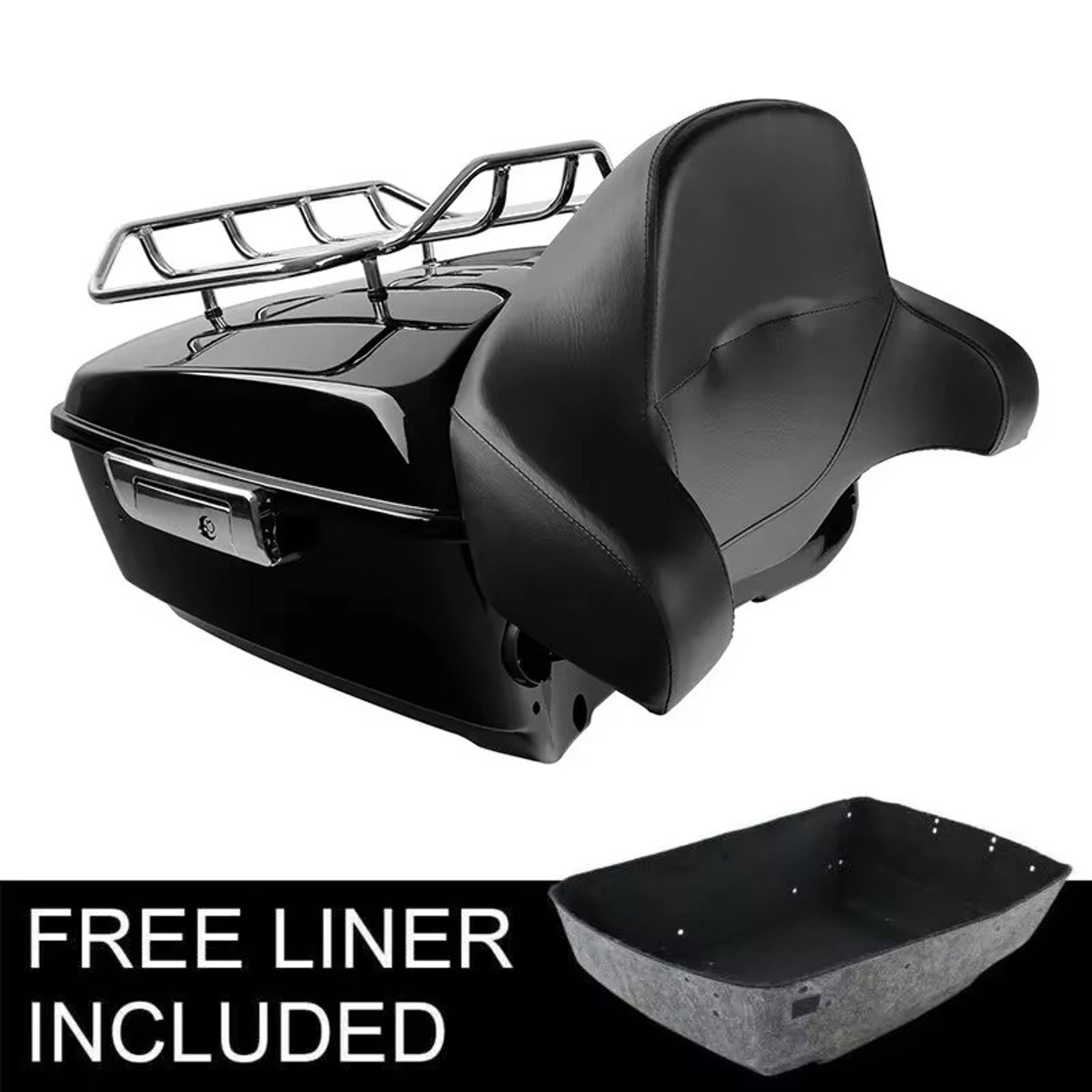motorcycle king trunk rack backrest for harley touring | street glide & road glide compatible sissy bar