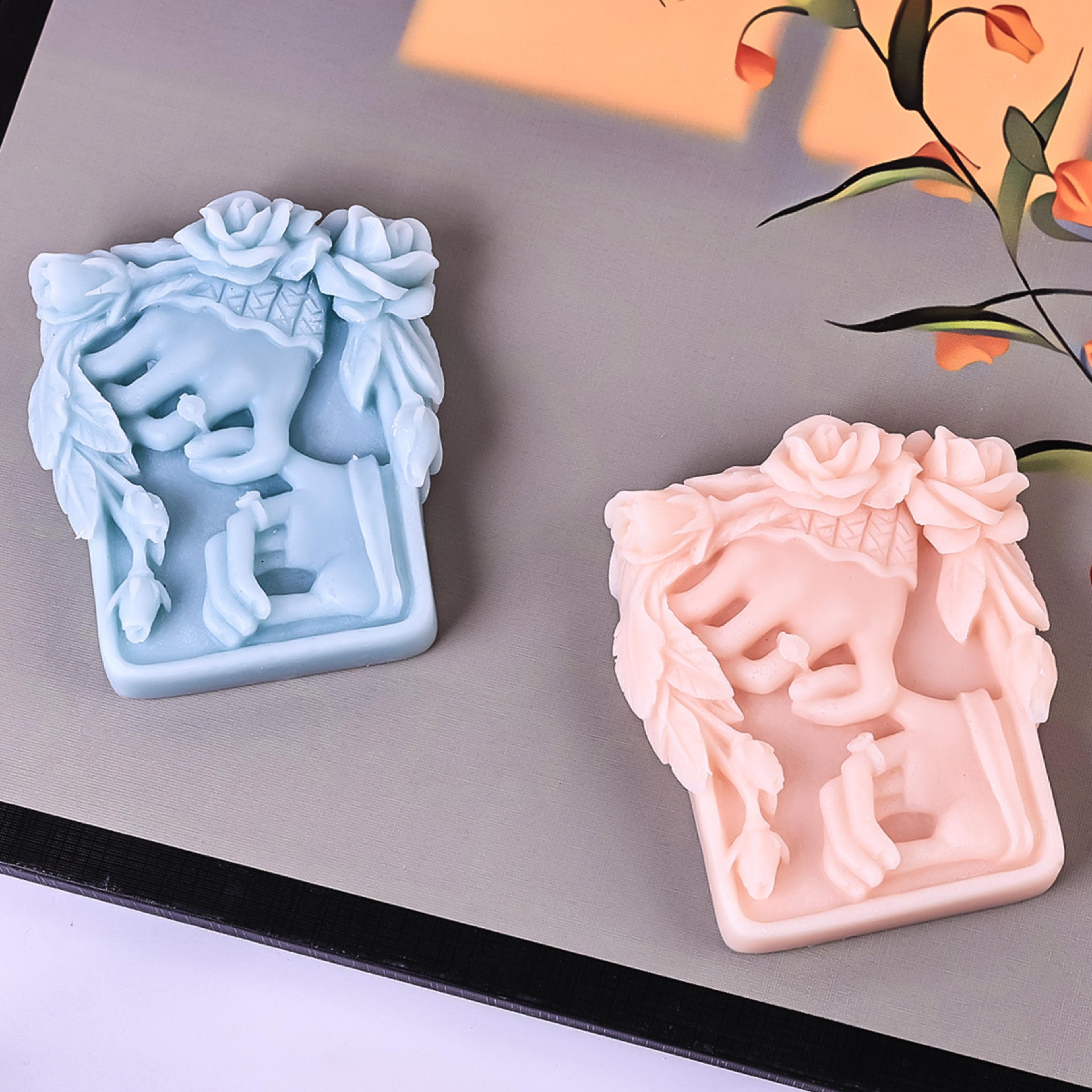 romantic rose flower soap, silicone mould hand shape square candle mold, valentine's day wedding decor