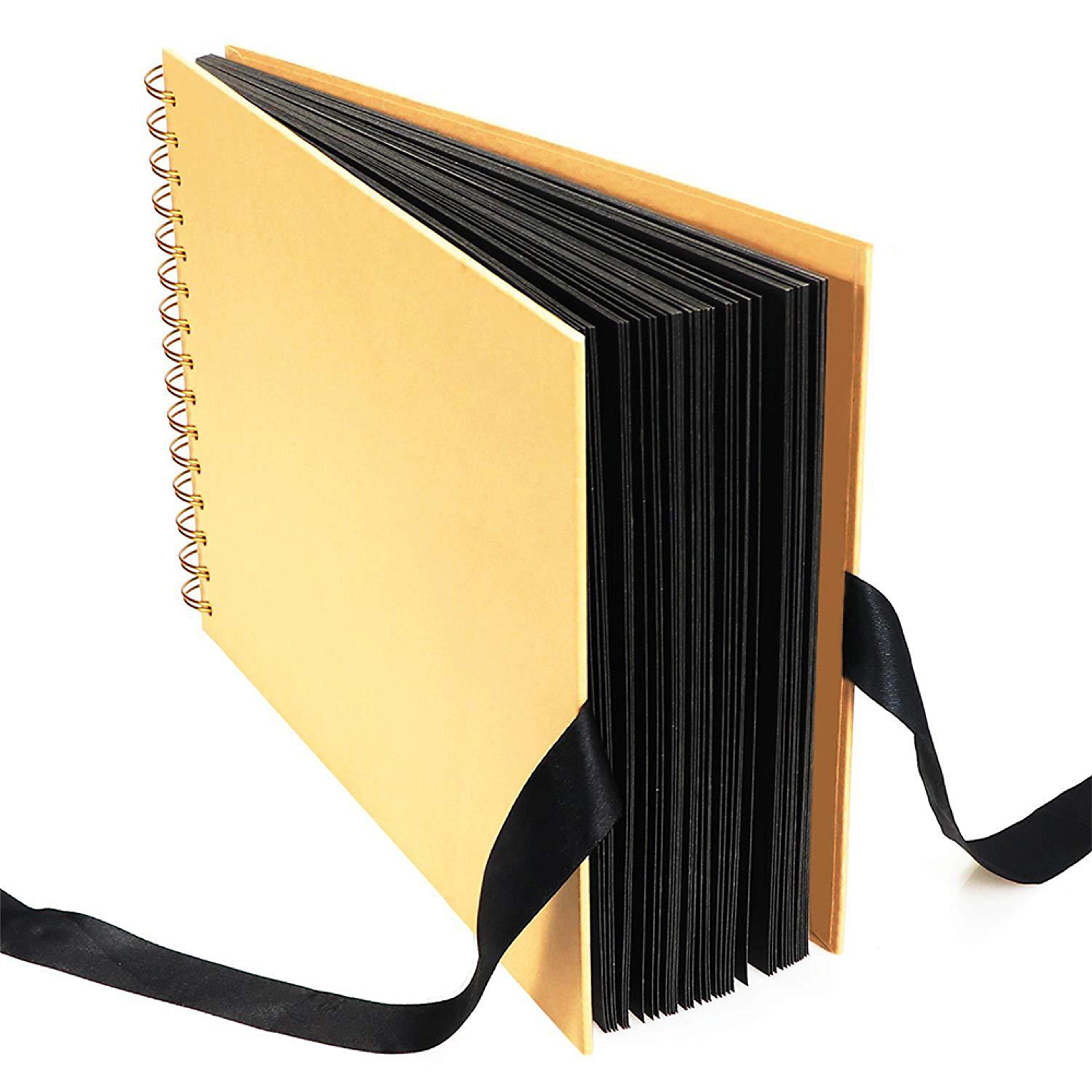 diy memory book with 80 black pages, kraft cover scrapbook album for wedding anniversary gifts and photo crafts
