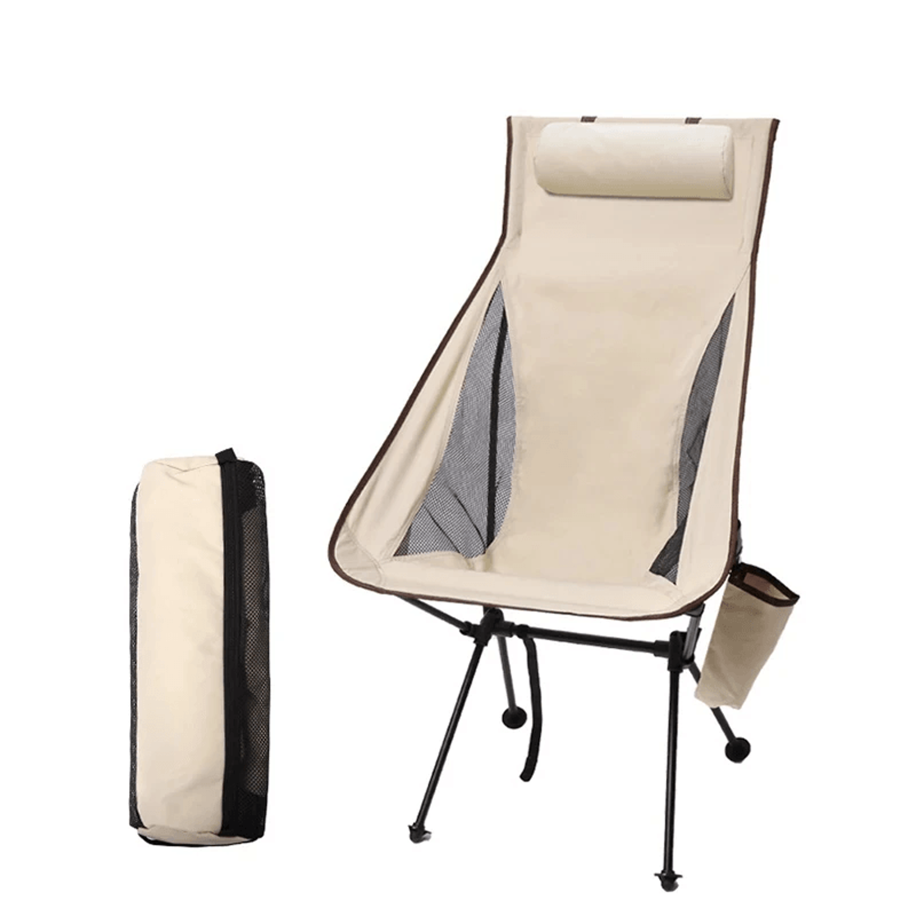 lightweight portable folding camping chair with headrest, aluminum alloy outdoor furniture for fishing, travel