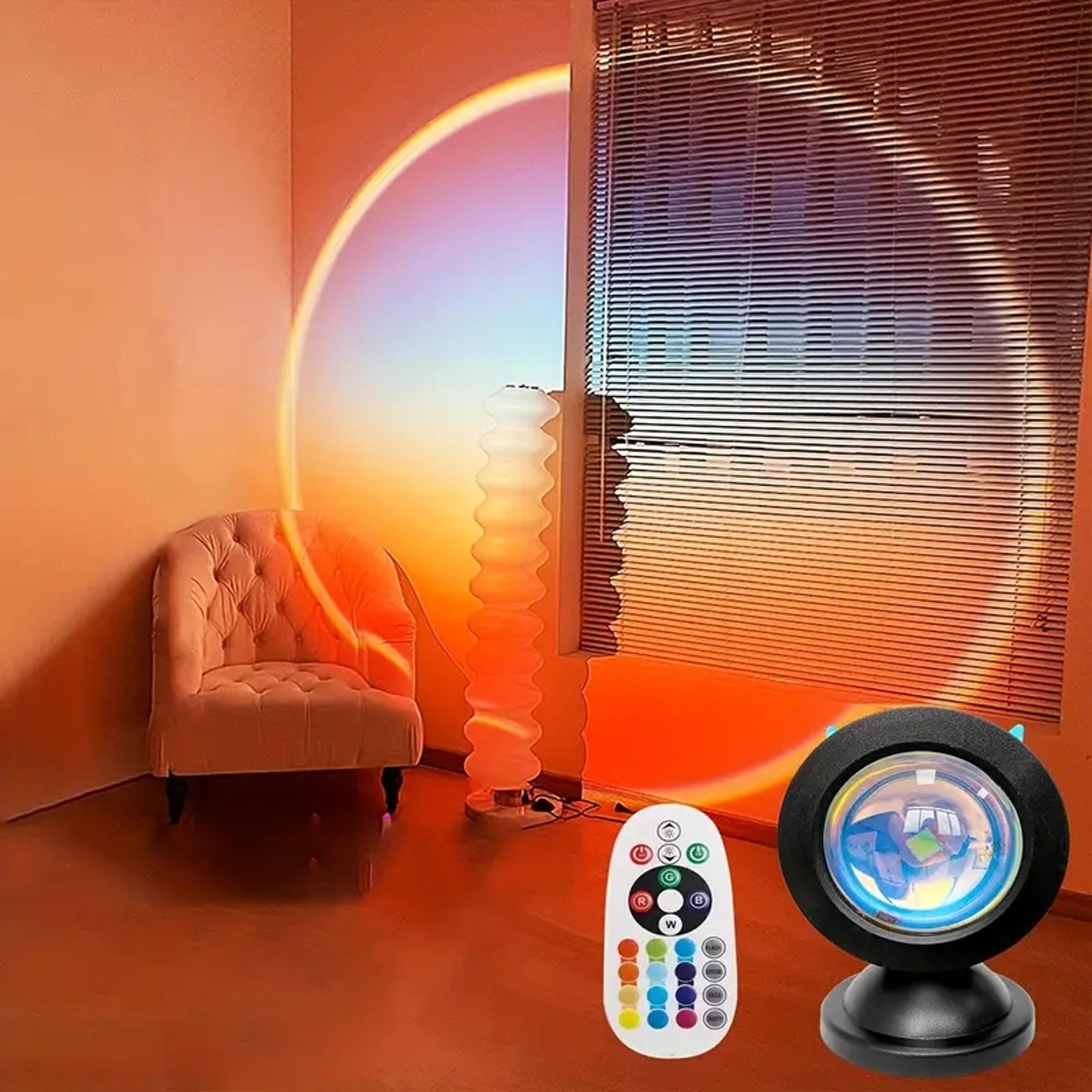 ultimate customized sunset lamp with free earbuds & remote, 16 colors for bedroom ambiance