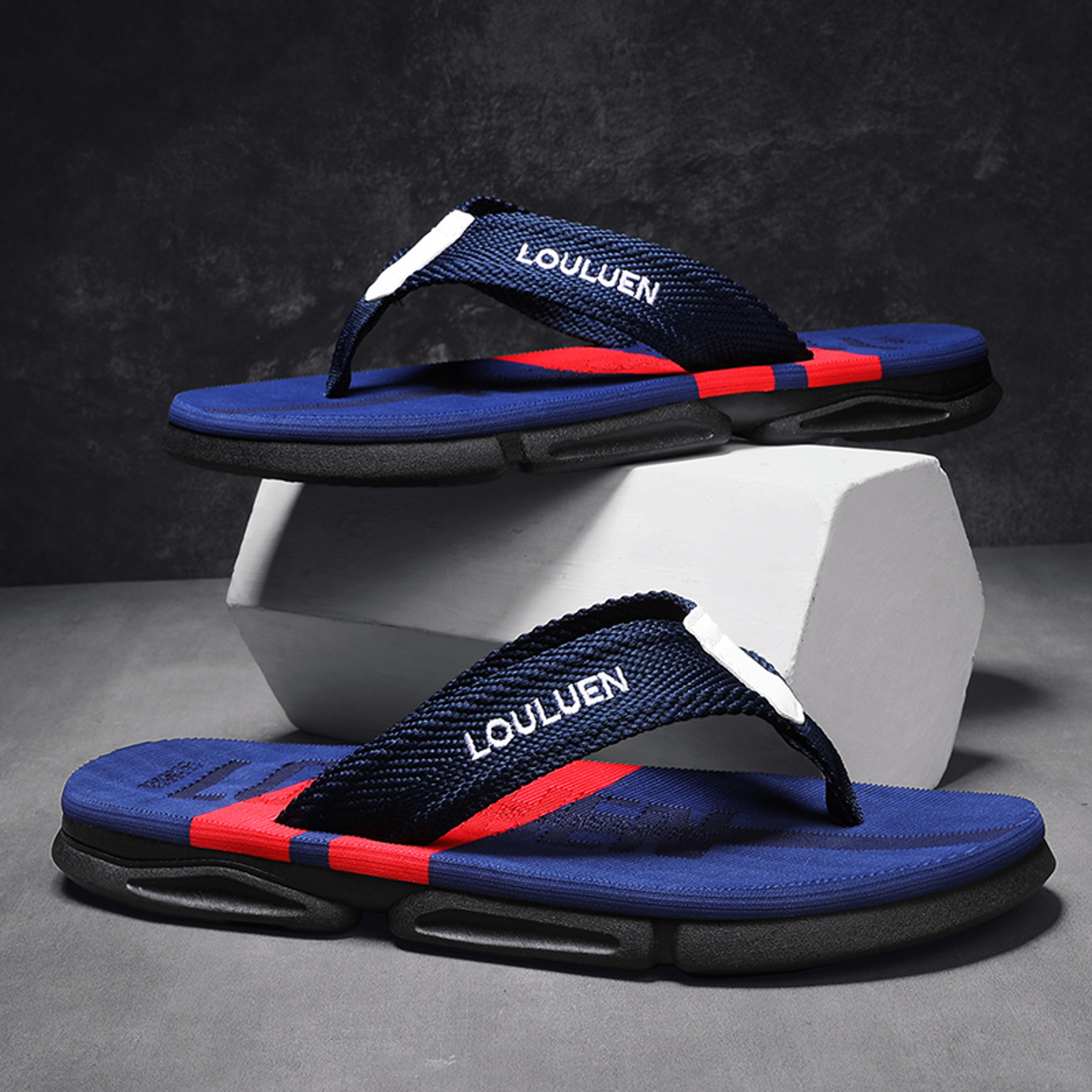 high quality fashion men flip flops, summer beach slippers with breathable antiskid sole for casual outdoor comfort