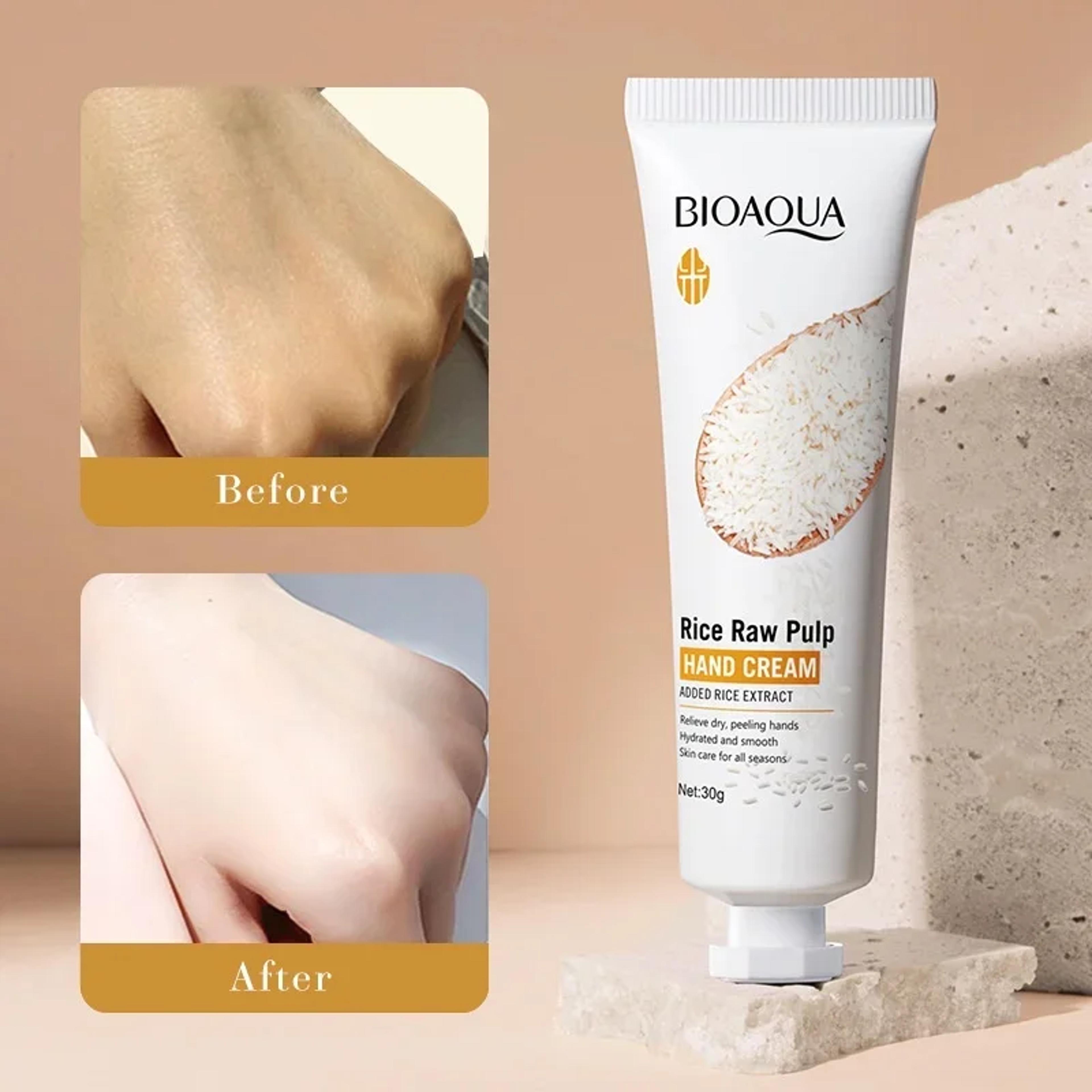 rice hand cream volumizing, rejuvenating nourishing moisturizing, refreshing non-greasy hand care cream