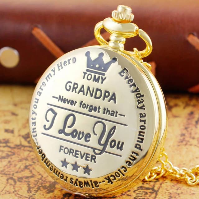 Exquisite Quartz Pocket Watch To My Grandpa Necklace Chain Watches For Grandad Fathers Day Birthday 0