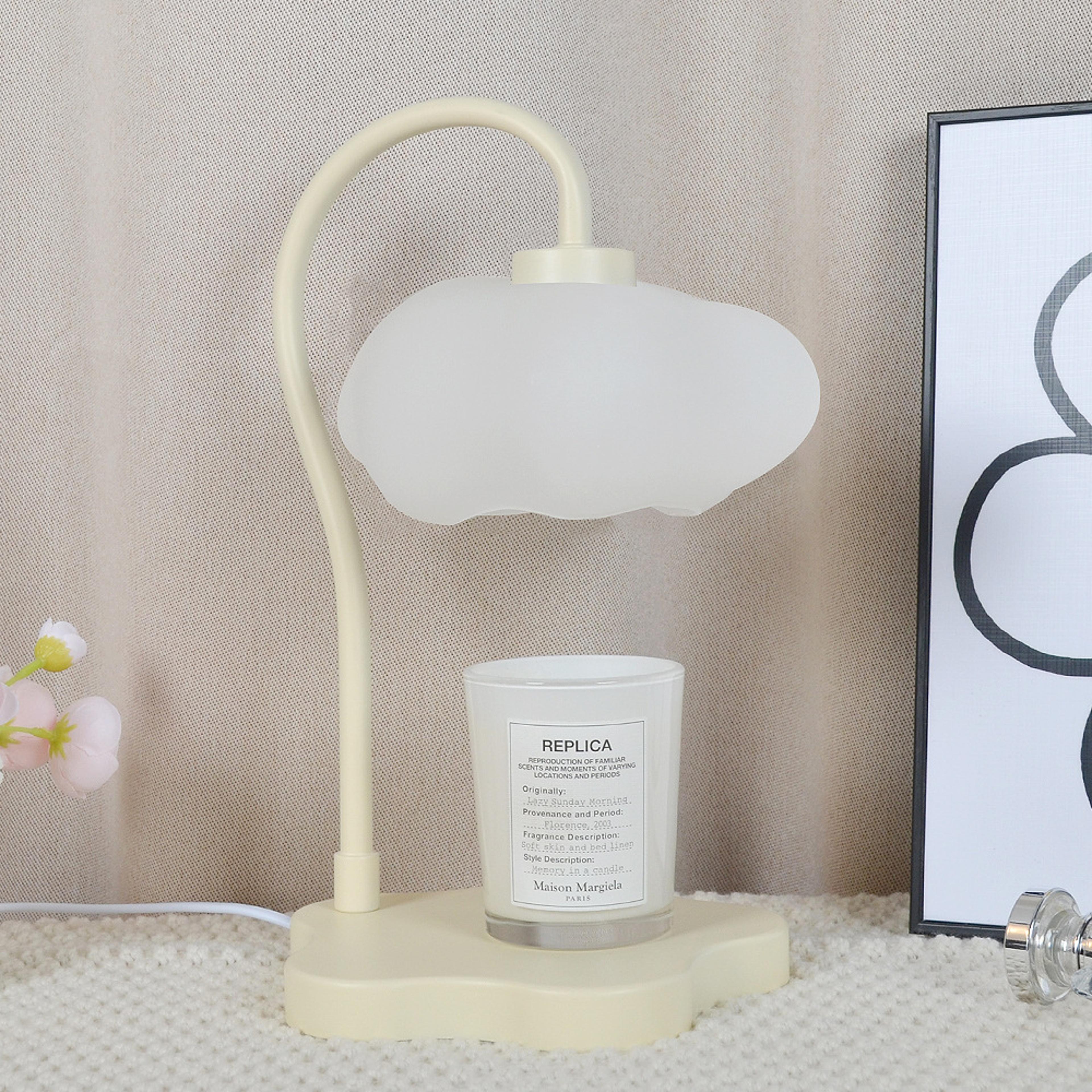 aromatherapy cloud wax melt lamp, scented candle warmer decor, dimmable night light with timer, relaxing