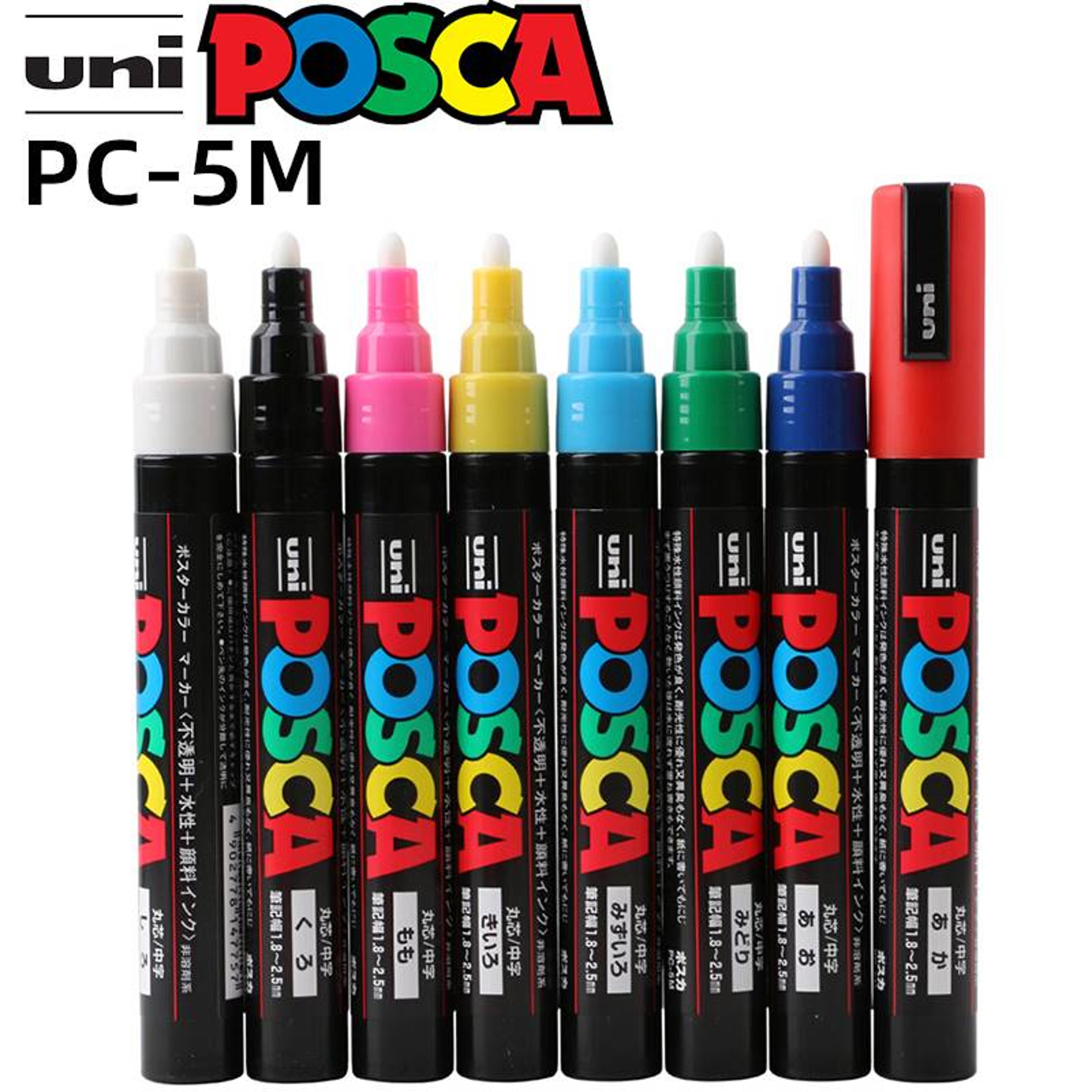 uni posca acrylic marker, pc 5m rotulador permanente, paint marker, pop poster, graffiti, metal, glass, rock, ceramics