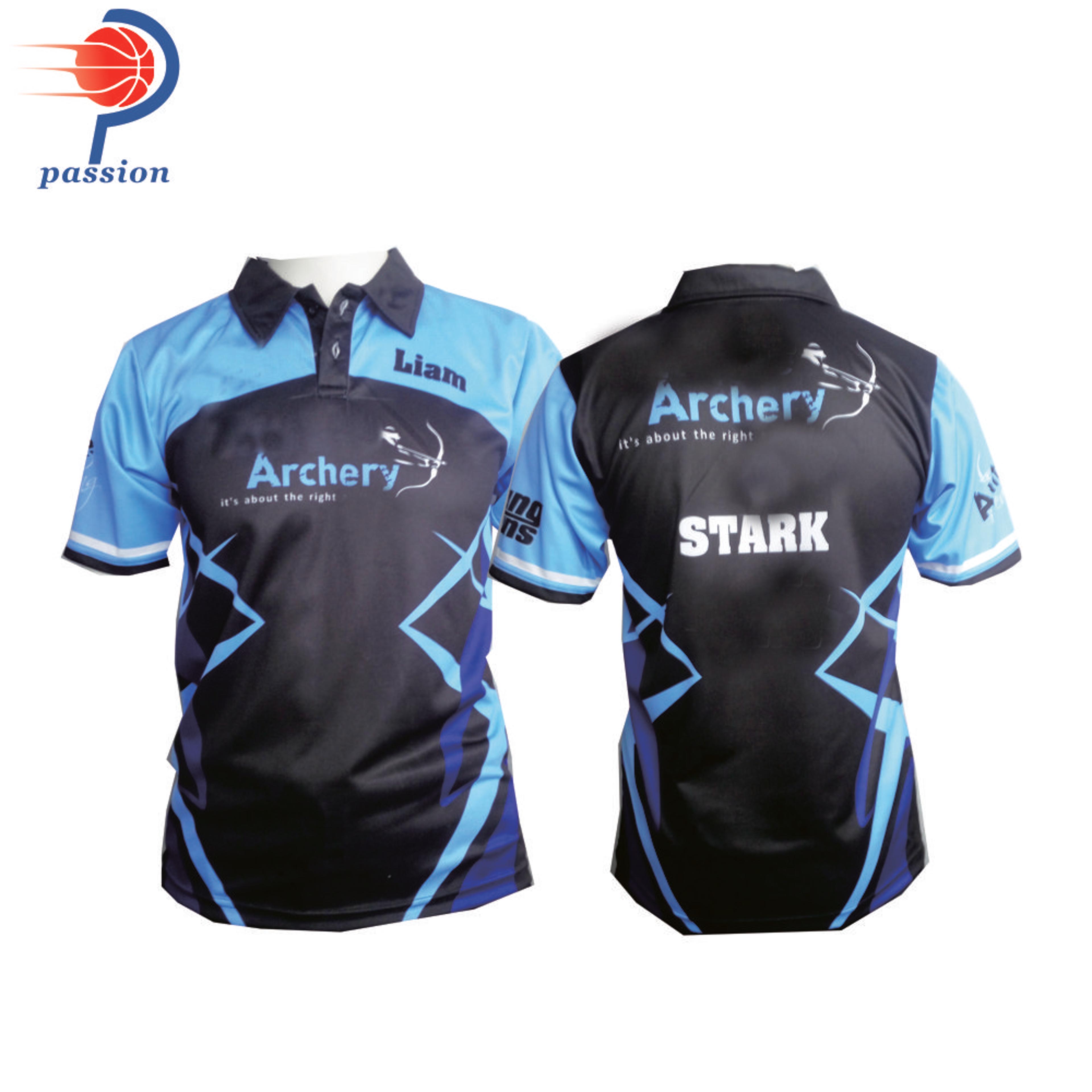 custom design team archery shirts, unisex best quality, brand new black blue for shooting clubs