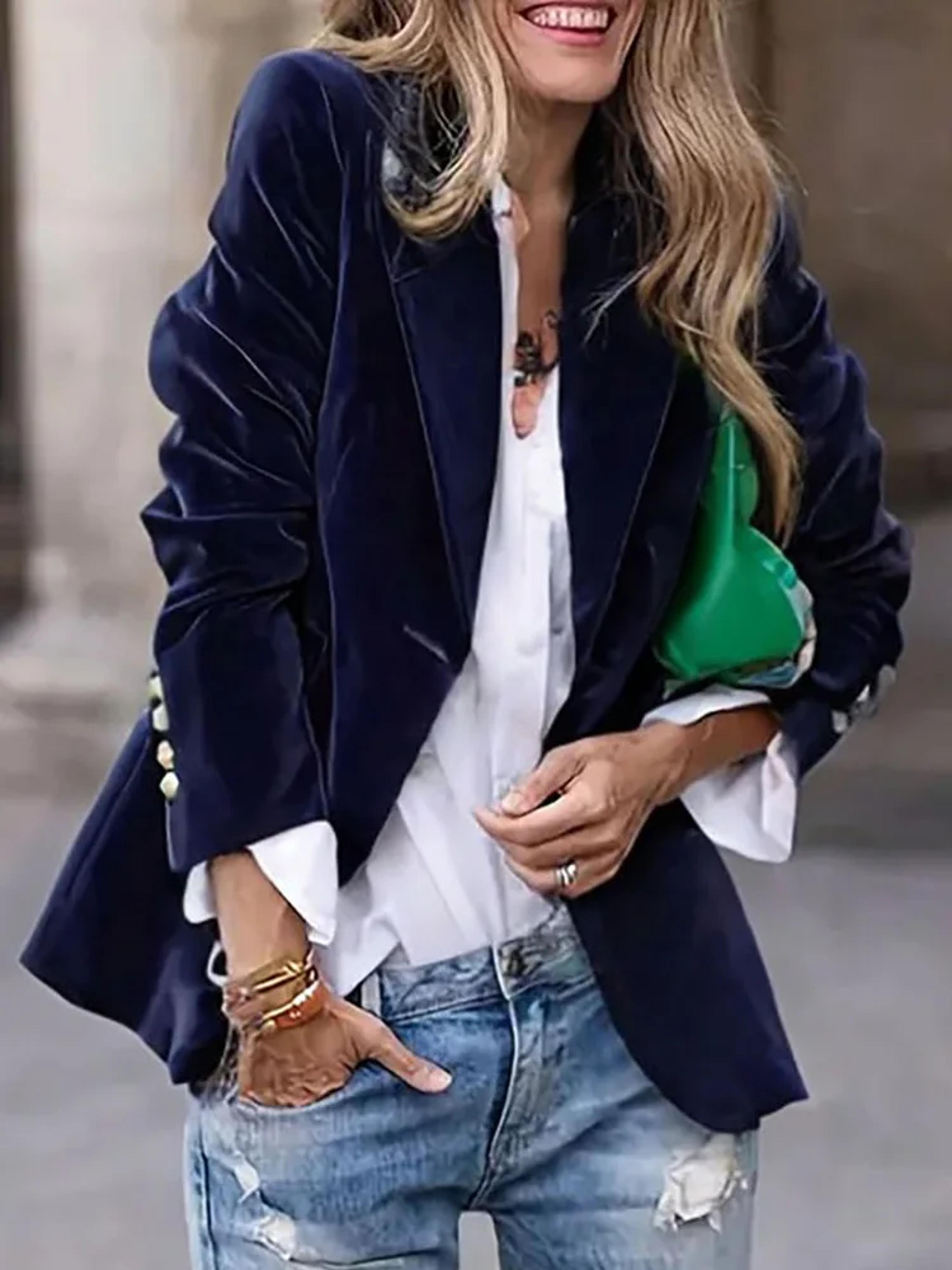 blazers for women, single button, suit collar, solid color, long sleeve fashion outerwear