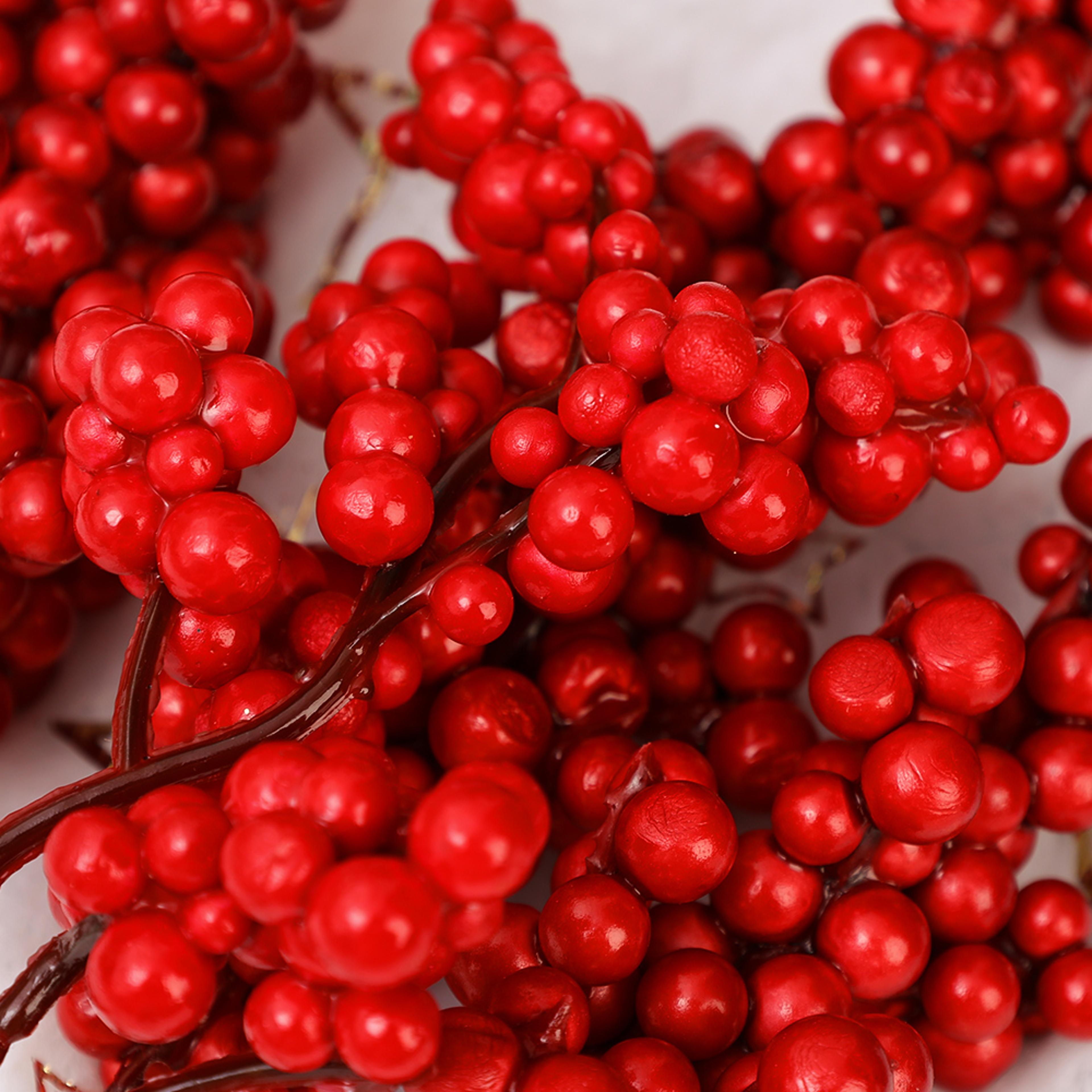 fake berries pearl beads, artificial red cherry stamen, diy christmas wreath holiday party and new year gifts decoration