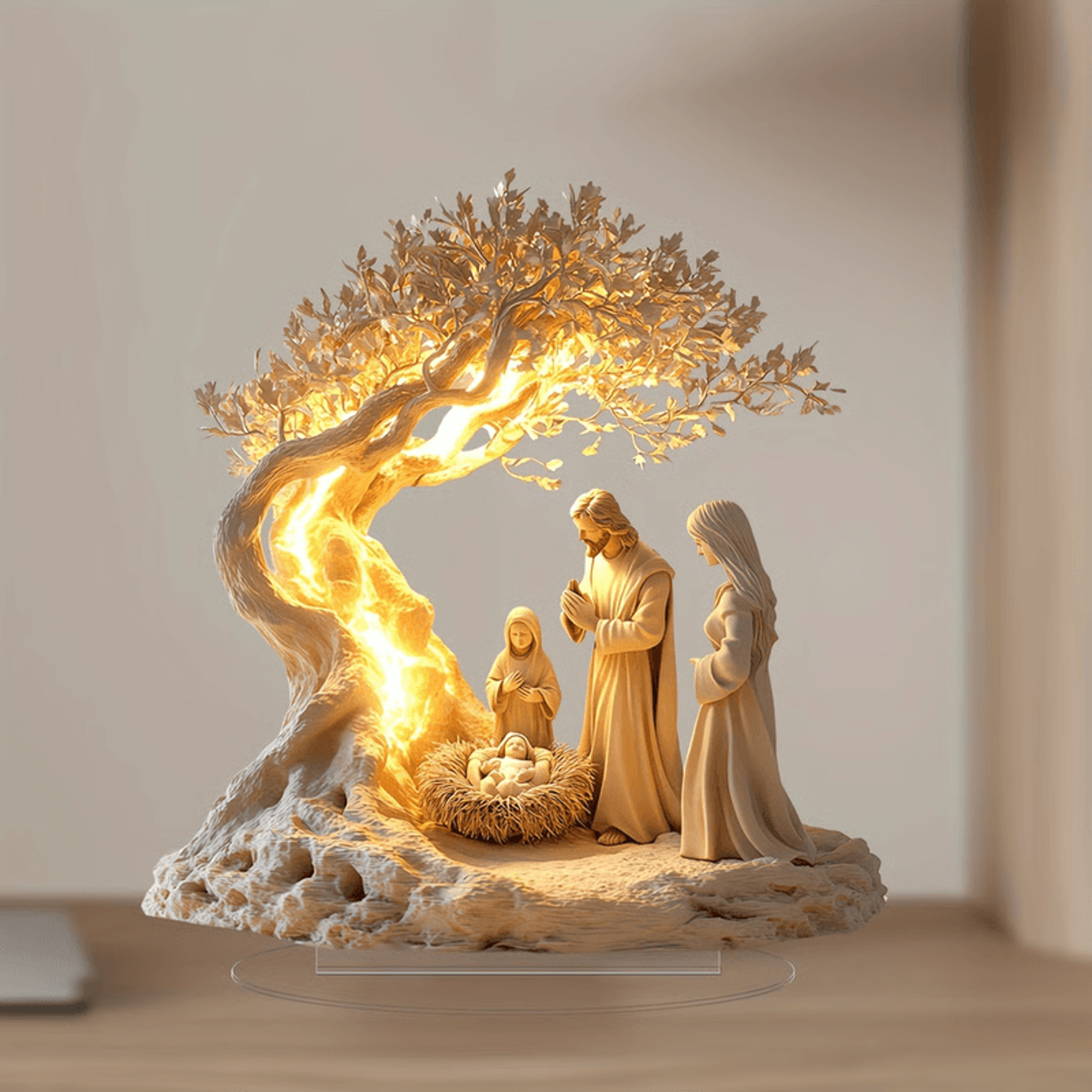 jesus & tree of life decor, christian baby keepsake, baptism gift & home blessing