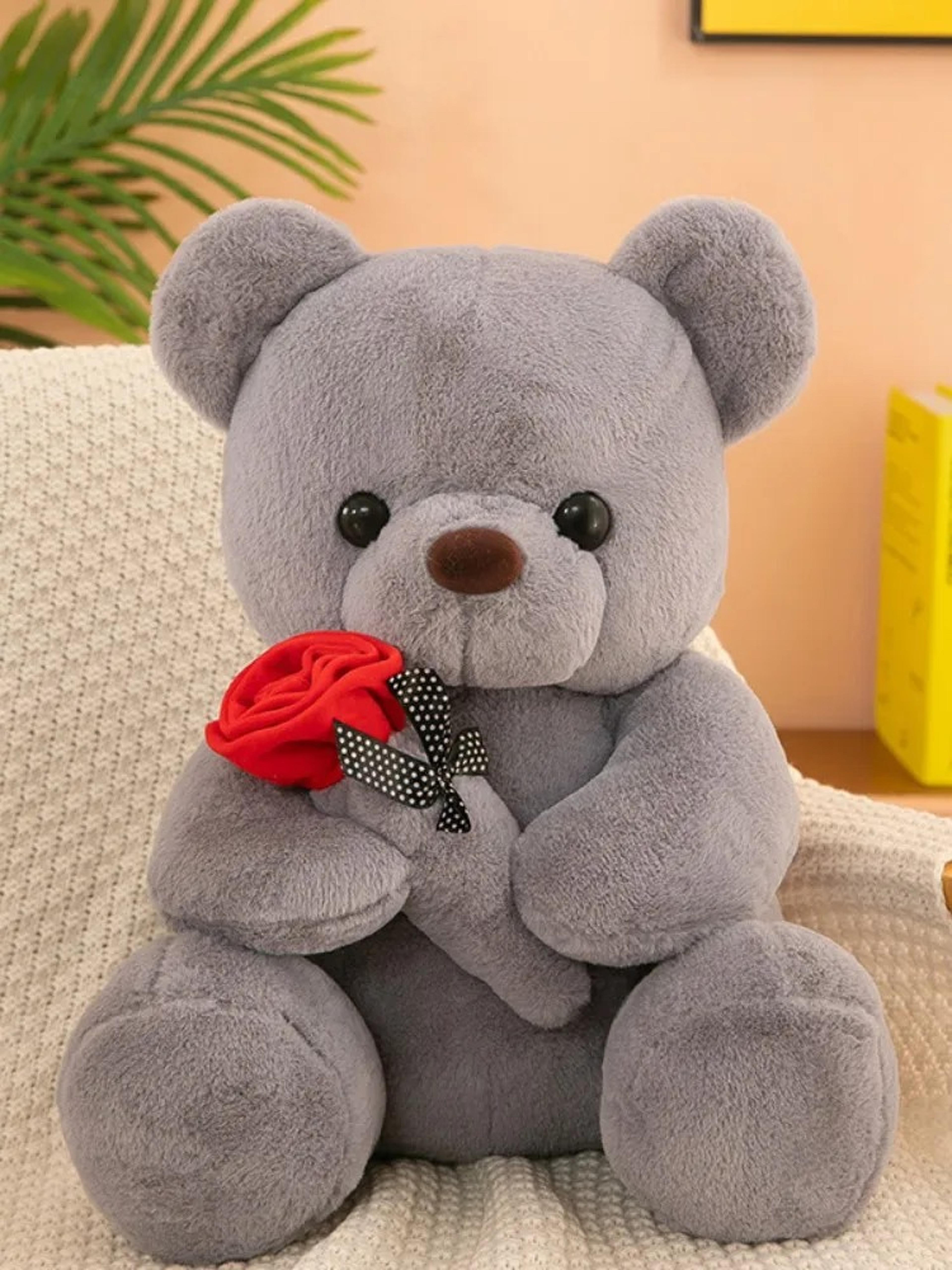 romantic valentine's day teddy bear with roses, perfect gift for her
