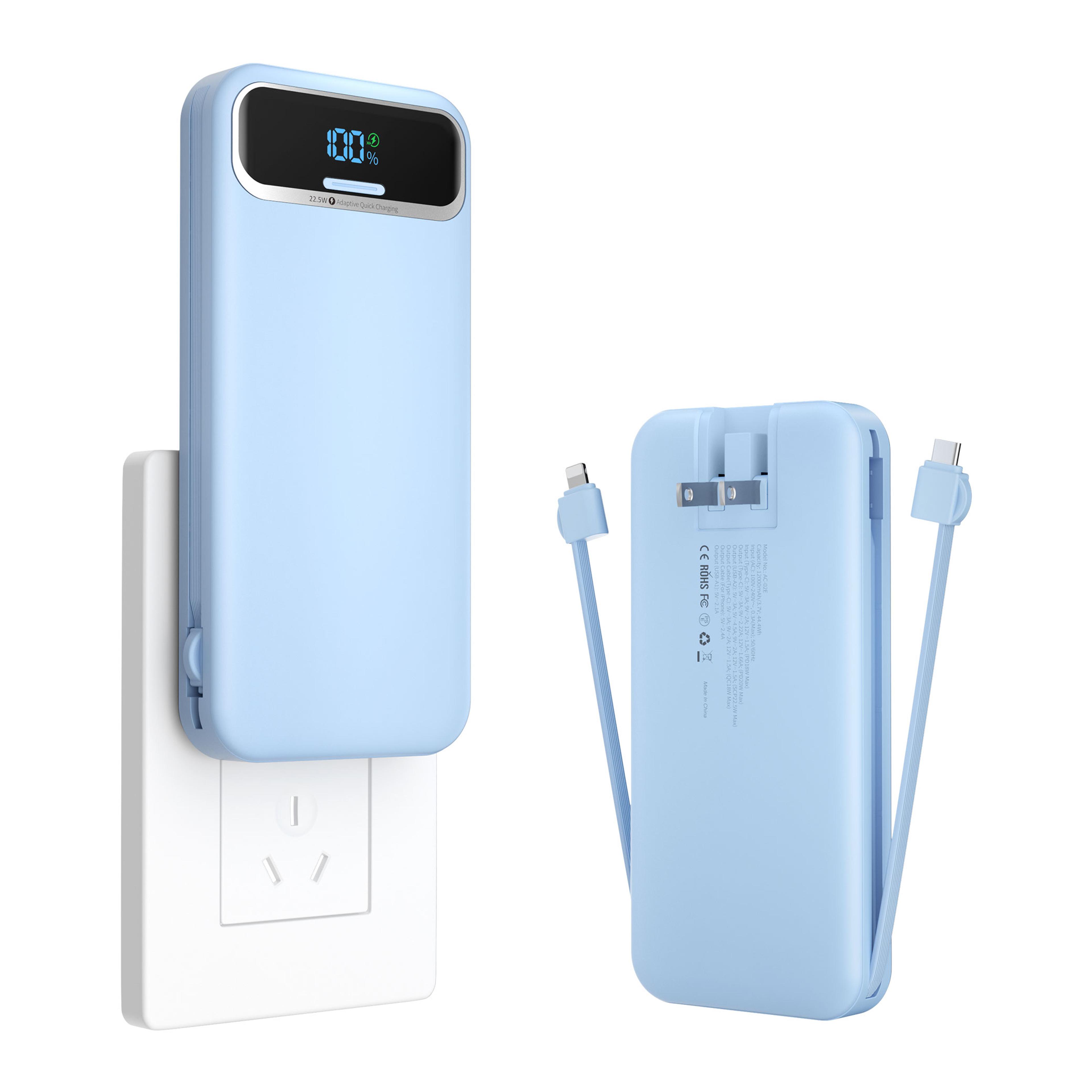 portable power bank with built in cables fast charging for travel and daily use
