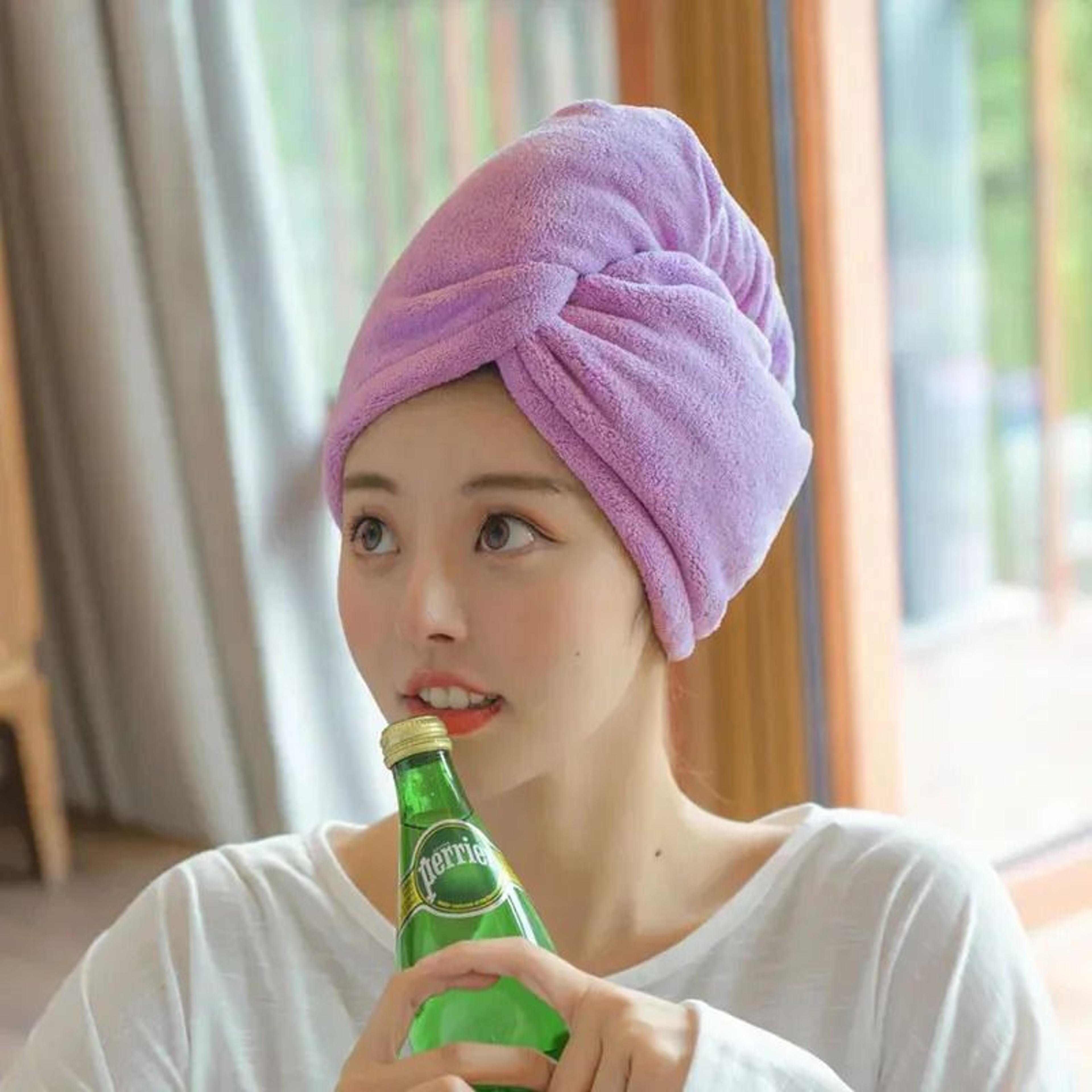 quick-dry turban for hair, soft bath towel fiber cap for sports, bathroom, and wet face care