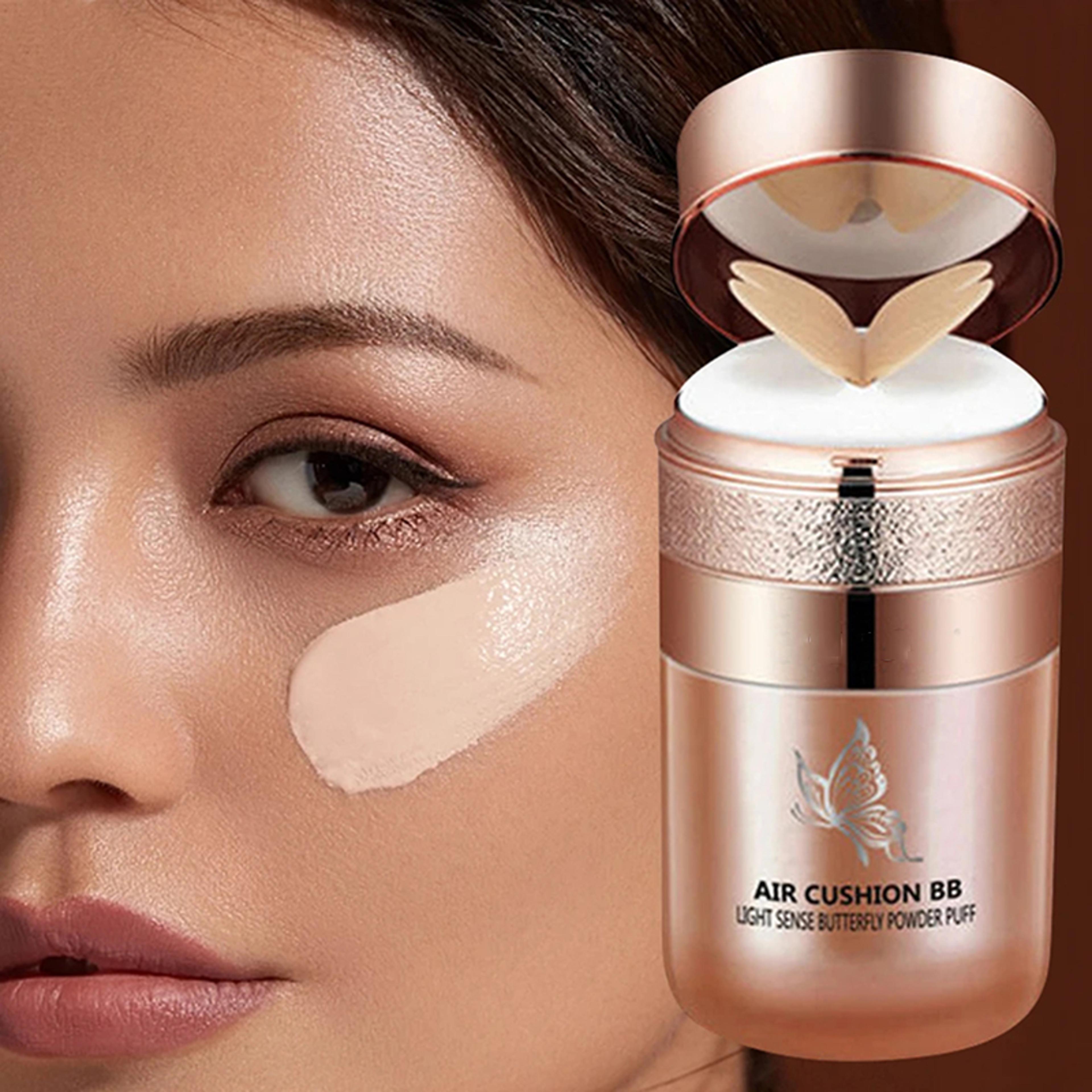 air cushion bb cream with butterfly powder puff, moisturizing foundation for whitening & oil control