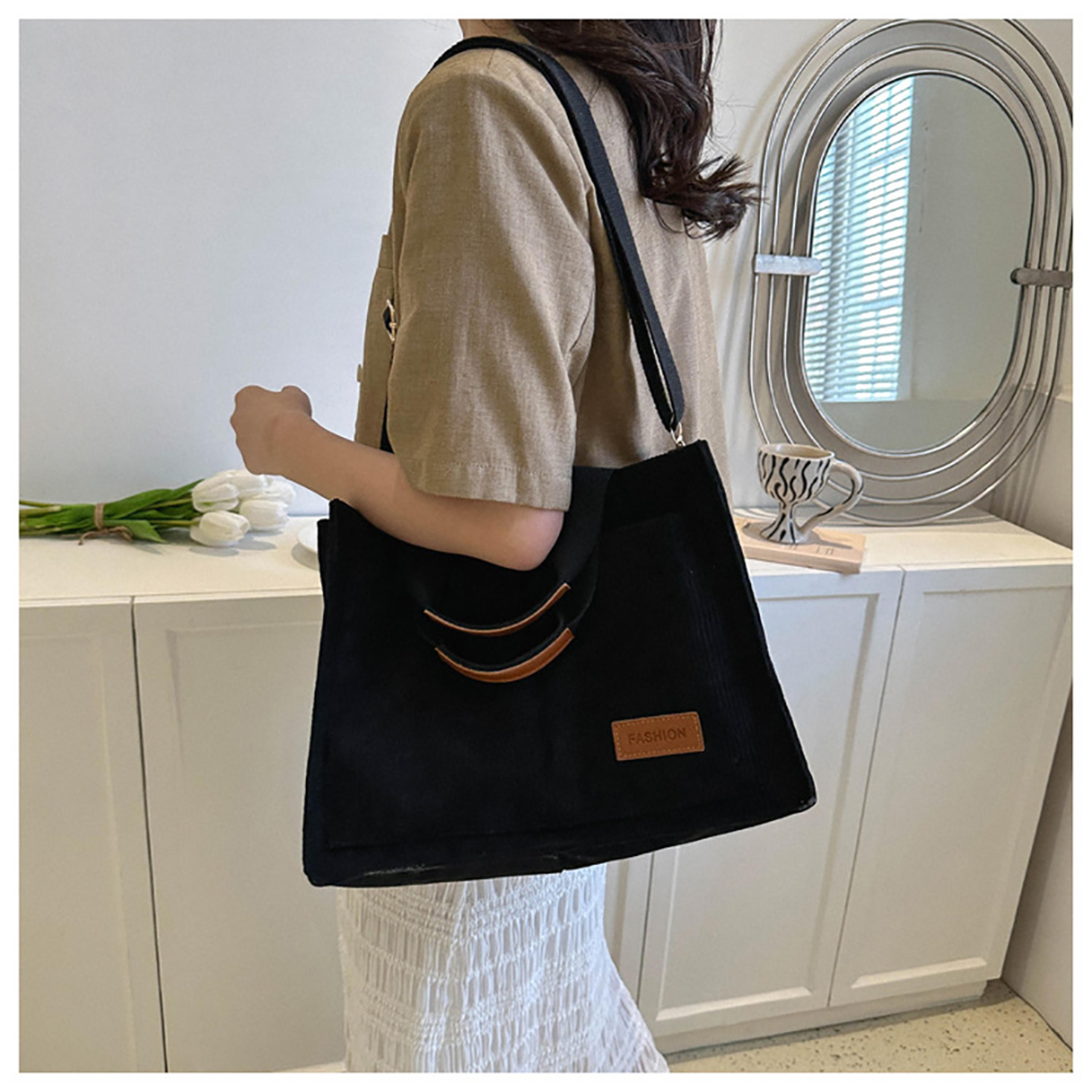 stylish canvas crossbody shoulder bag for women, large capacity commuter handbag