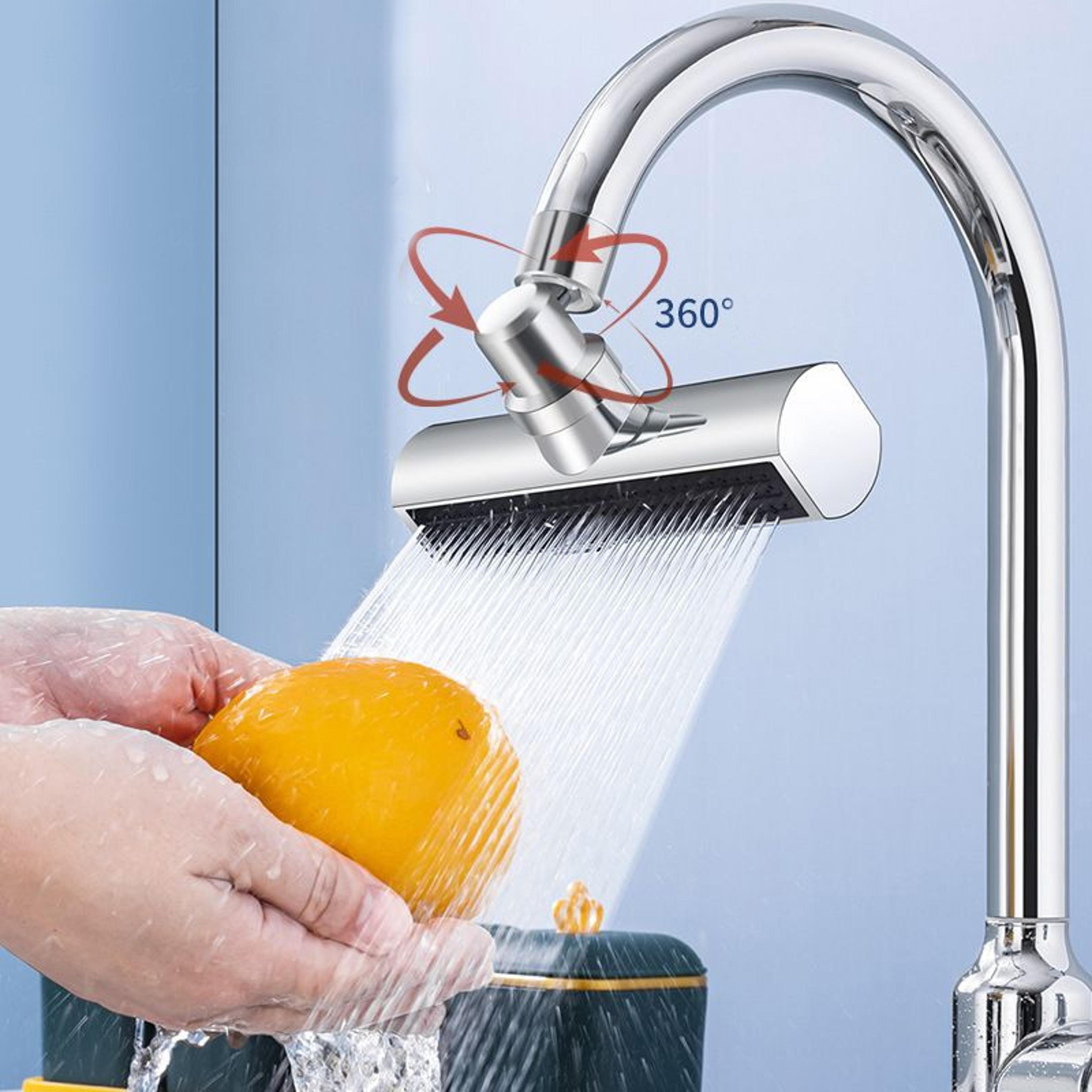 360° swivel kitchen waterfall faucet, 3-mode universal splash-proof nozzle extension