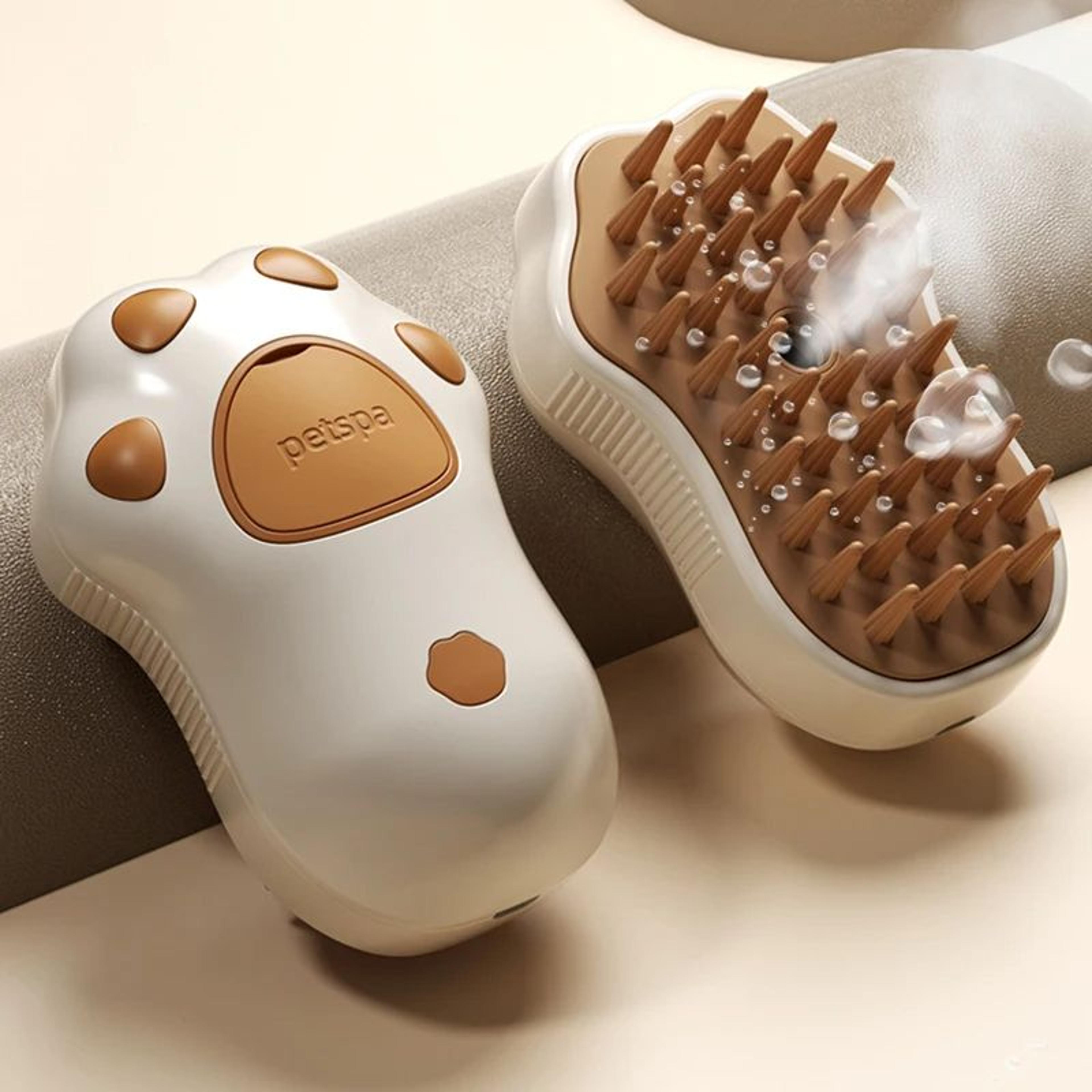 electric pet grooming brush, cat steam hair comb dog massage tool with spray function for bath, shedding & cleaning