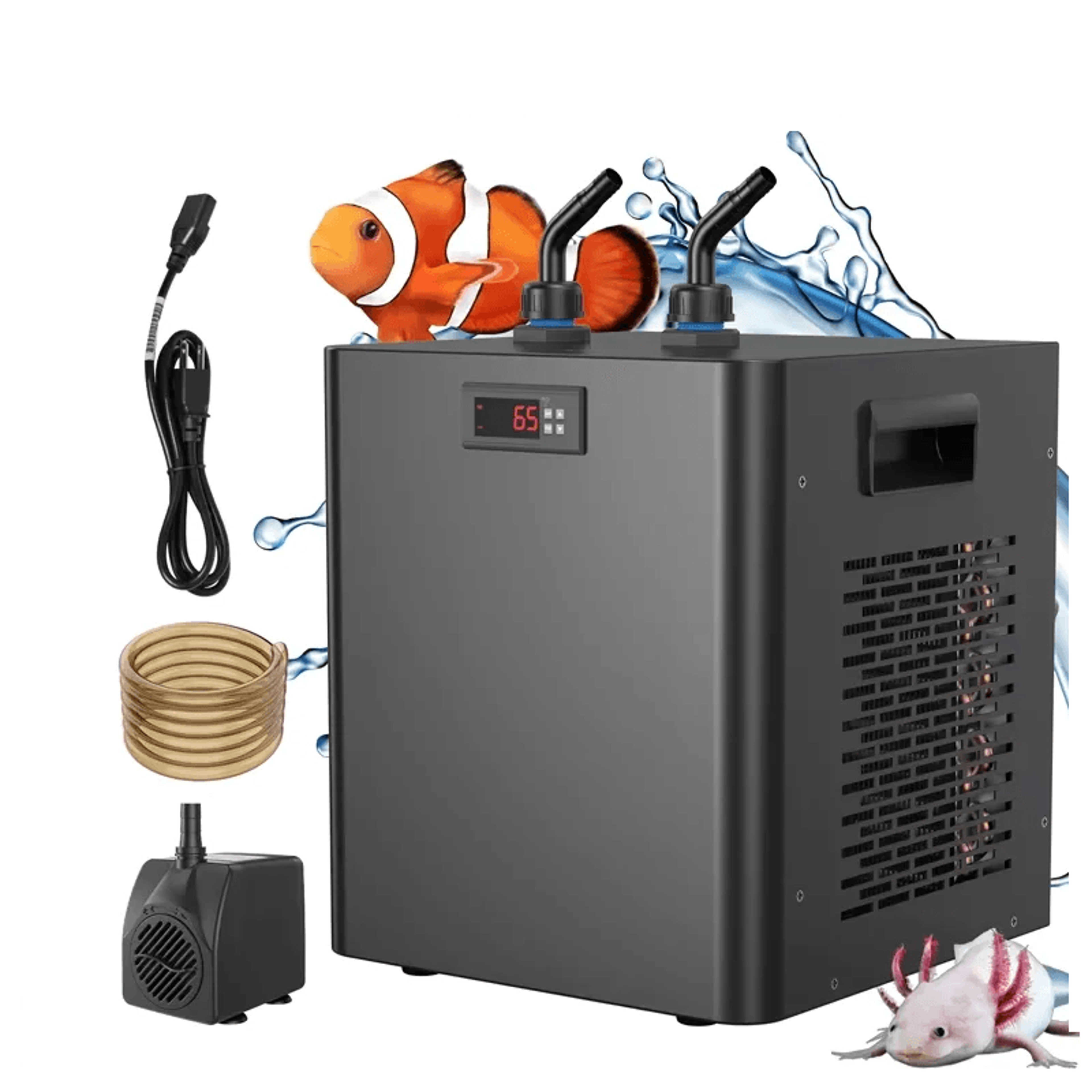 aquarium chiller 1/3 hp, hydroponics & coral fish cooling system w/ pump & pipe