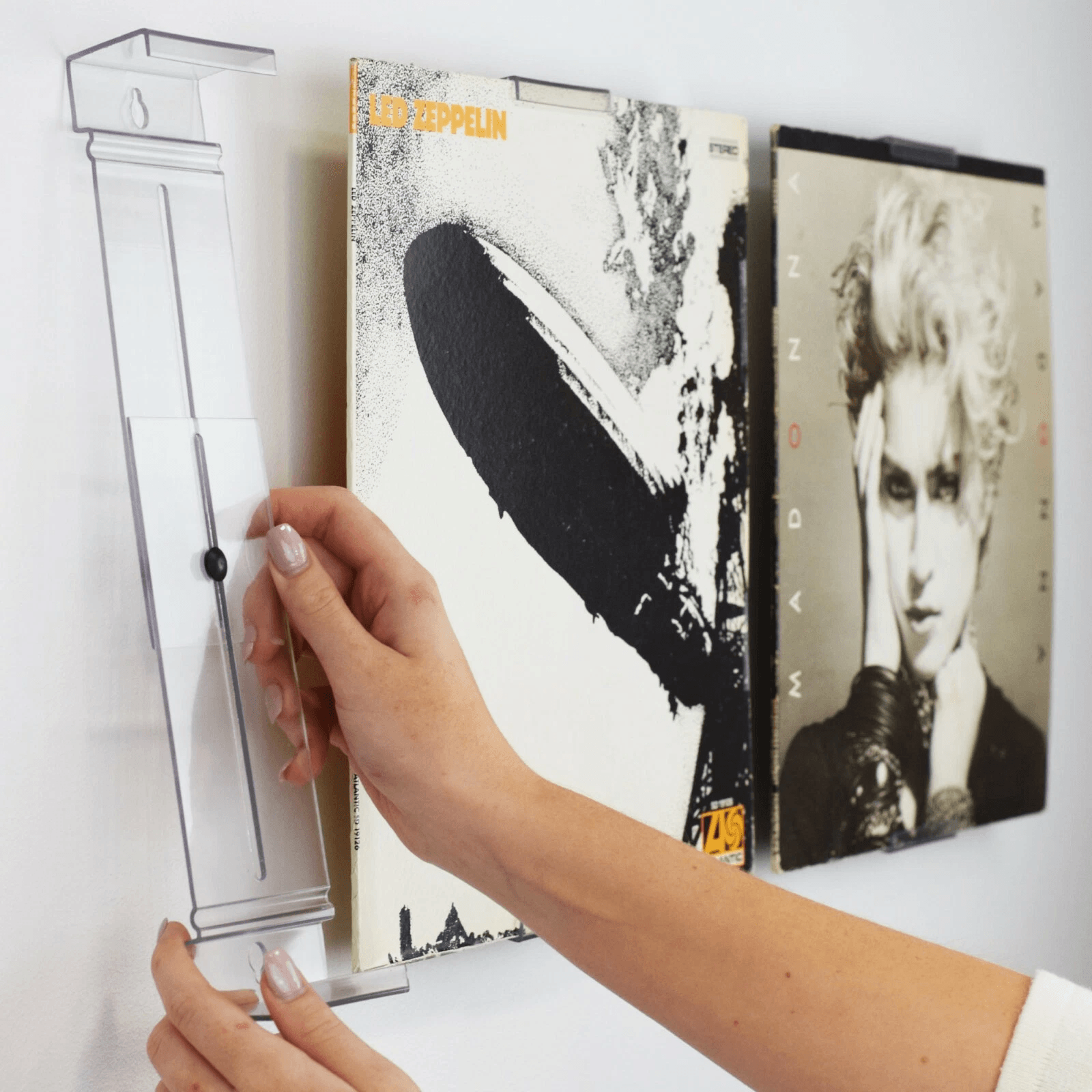 adjustable record album frame, invisible wall mount & shelf stand display