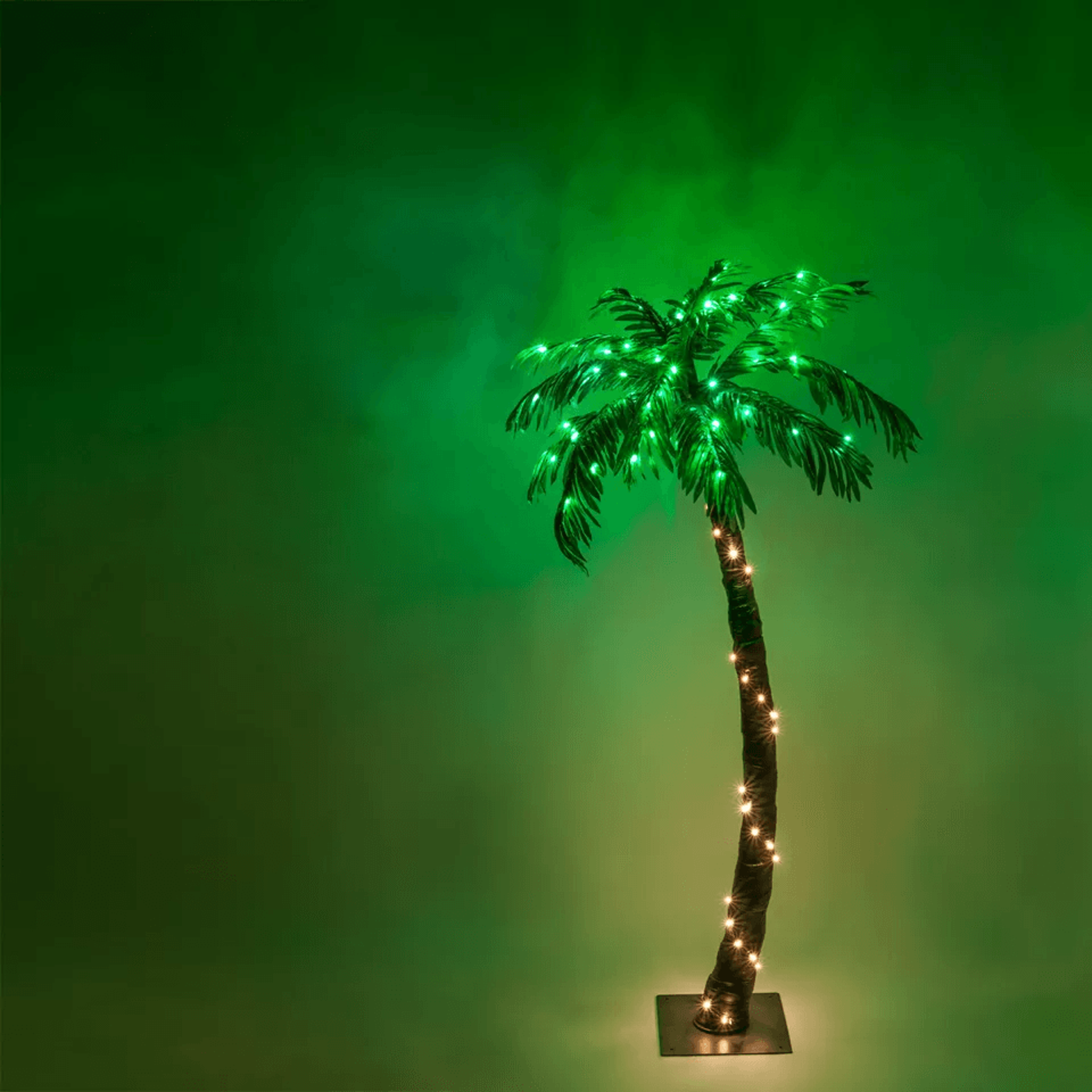 curved led lighted palm tree patio decor, 10 function remote control & timer, uv protected