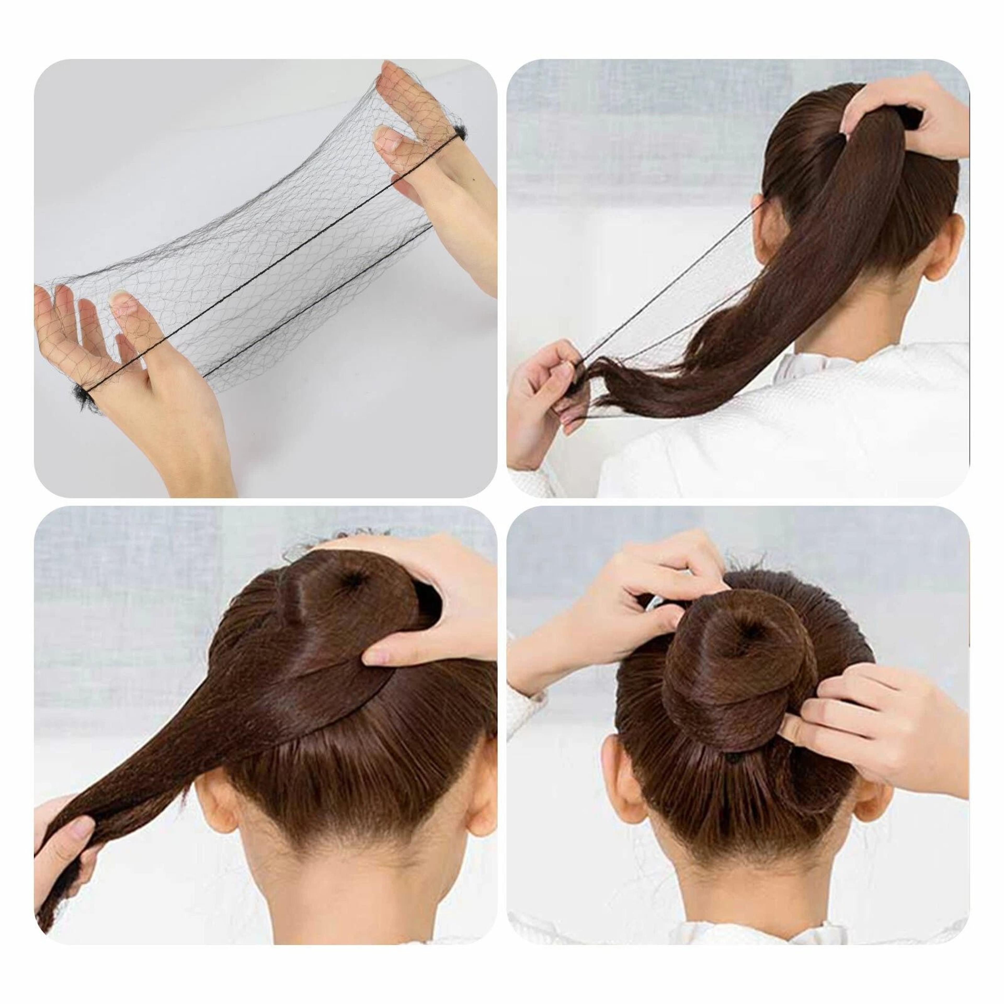 100-pack black mesh hair nets, invisible stretch hairnet with elastic edge for bun & updo styles