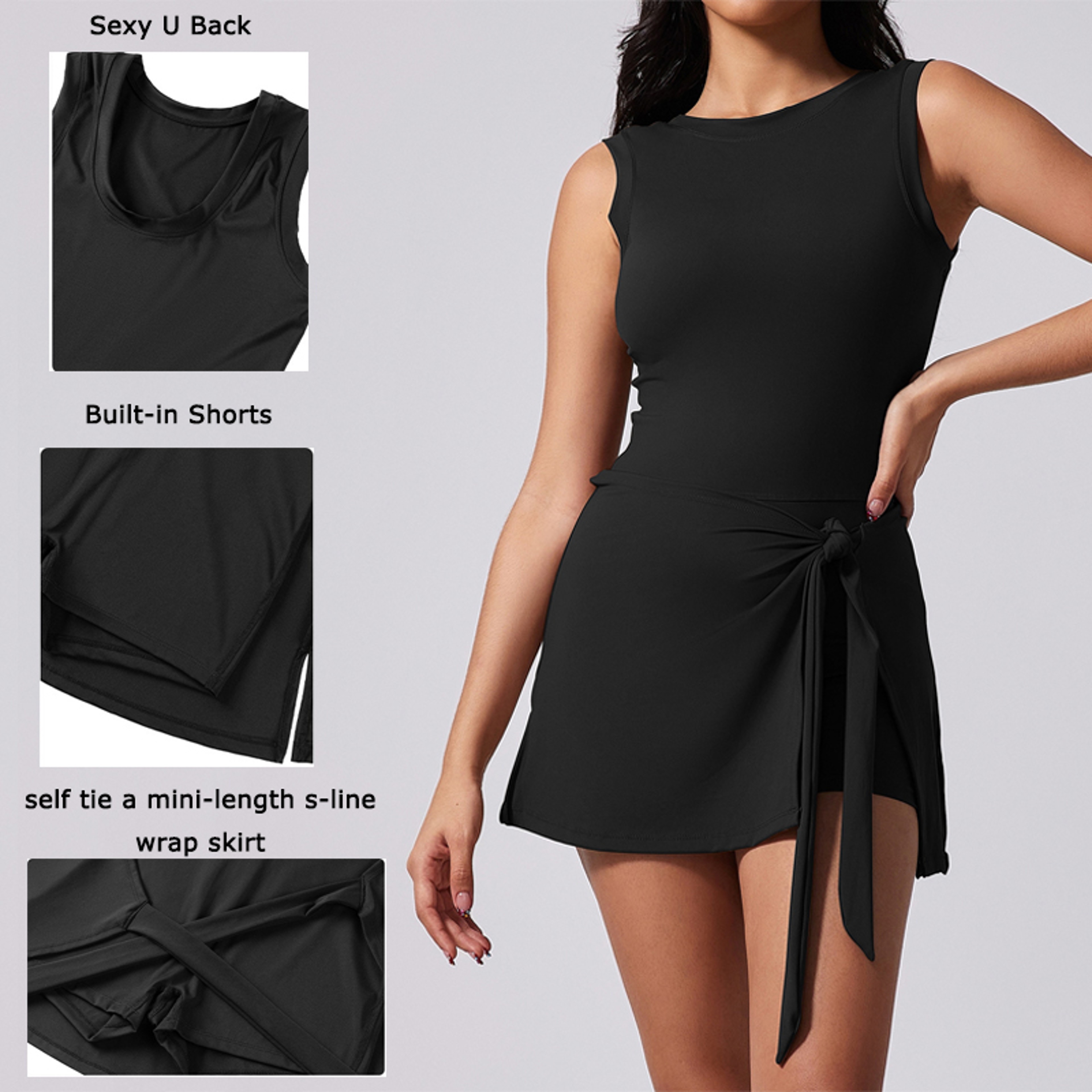 athletic dress for women knee length Vmvidoty Womens High Neck Tennis Dress Sleeveless Wrap Skirt Built in Shorts Golf Athletic Dress Workout Rompers Red M