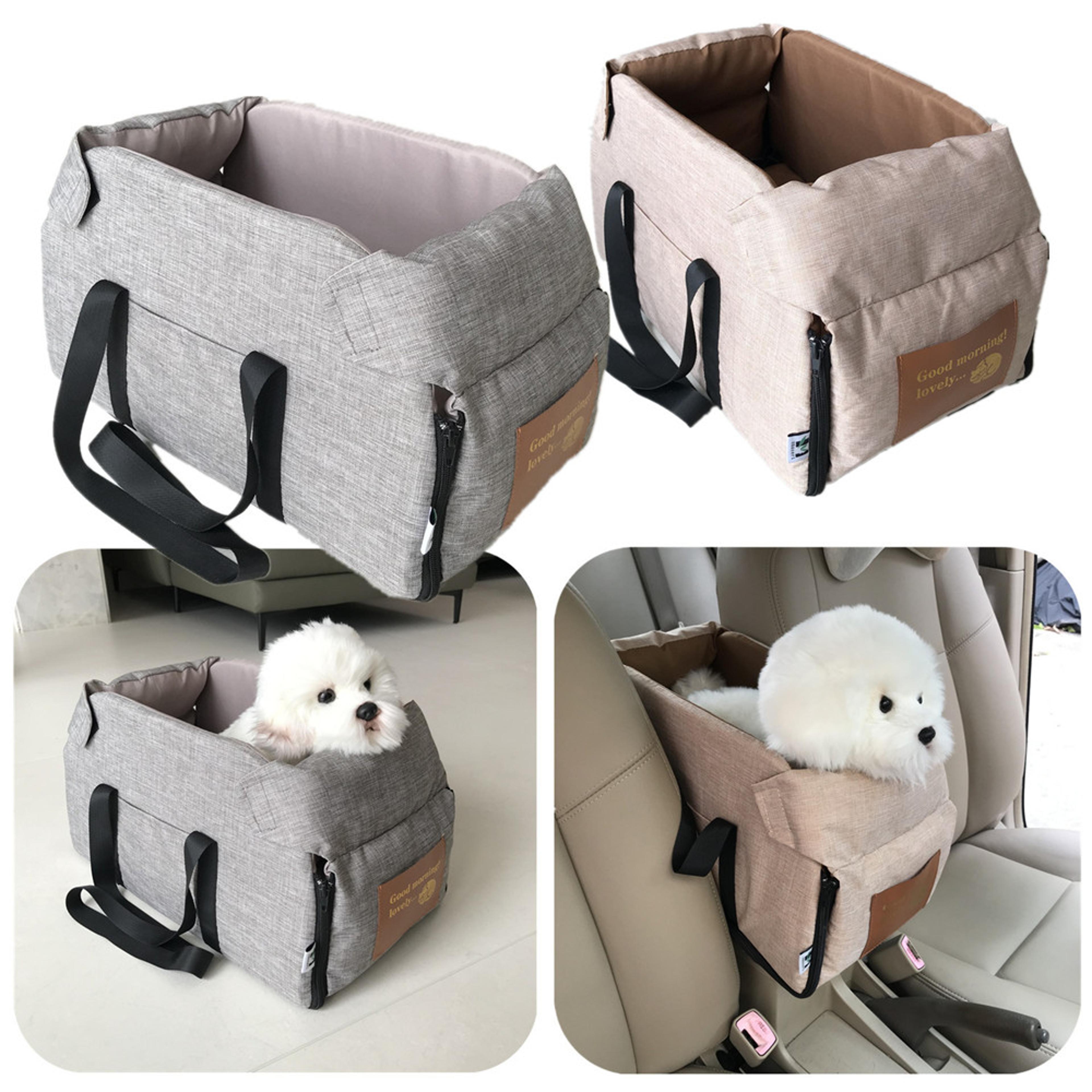 portable dog car seat bed for small pets, central car console carrier travel safety bag for cats & dogs, pet travel
