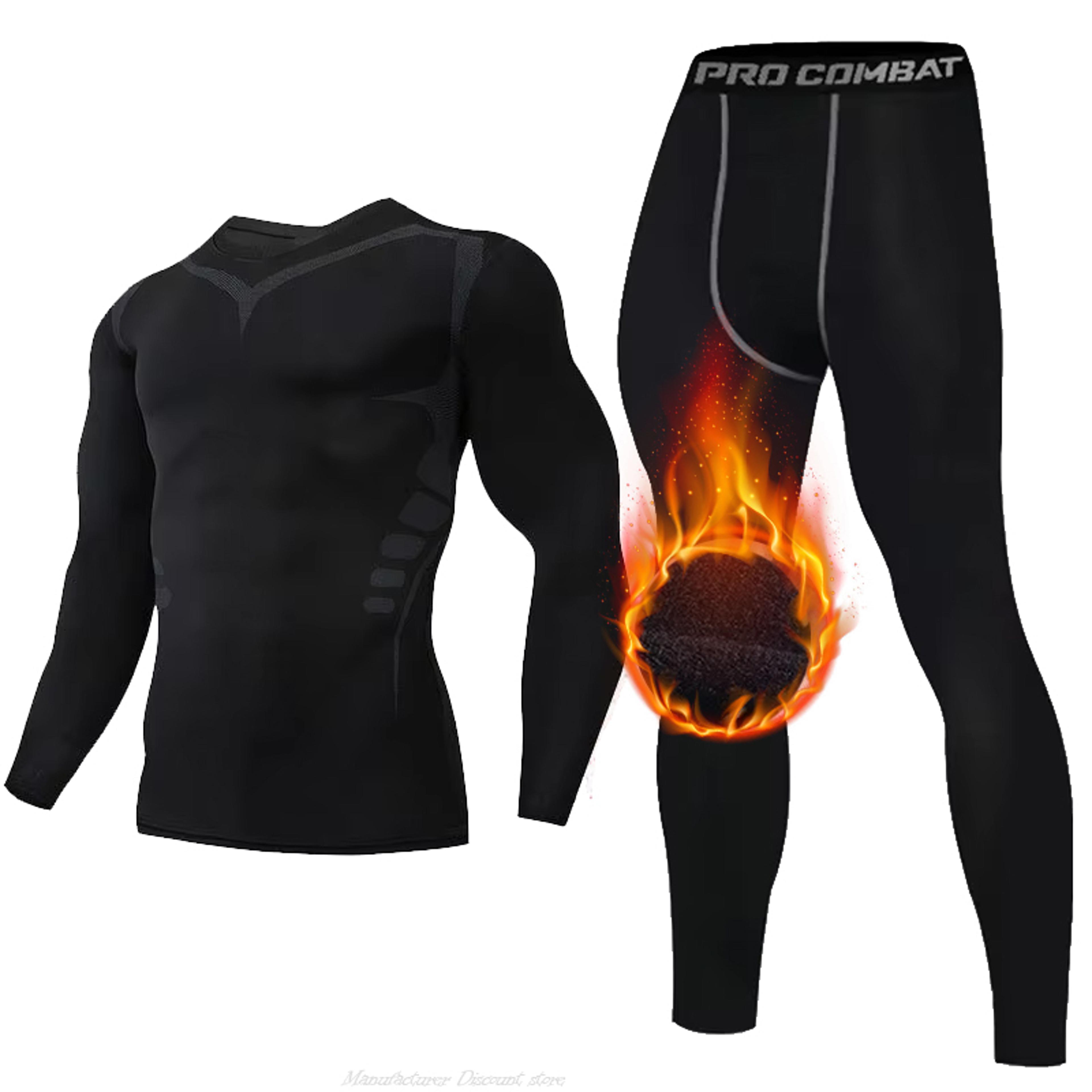men underwear set, fleece thermal long, compression tights, winter sports fitness undershirts, tracksuit set