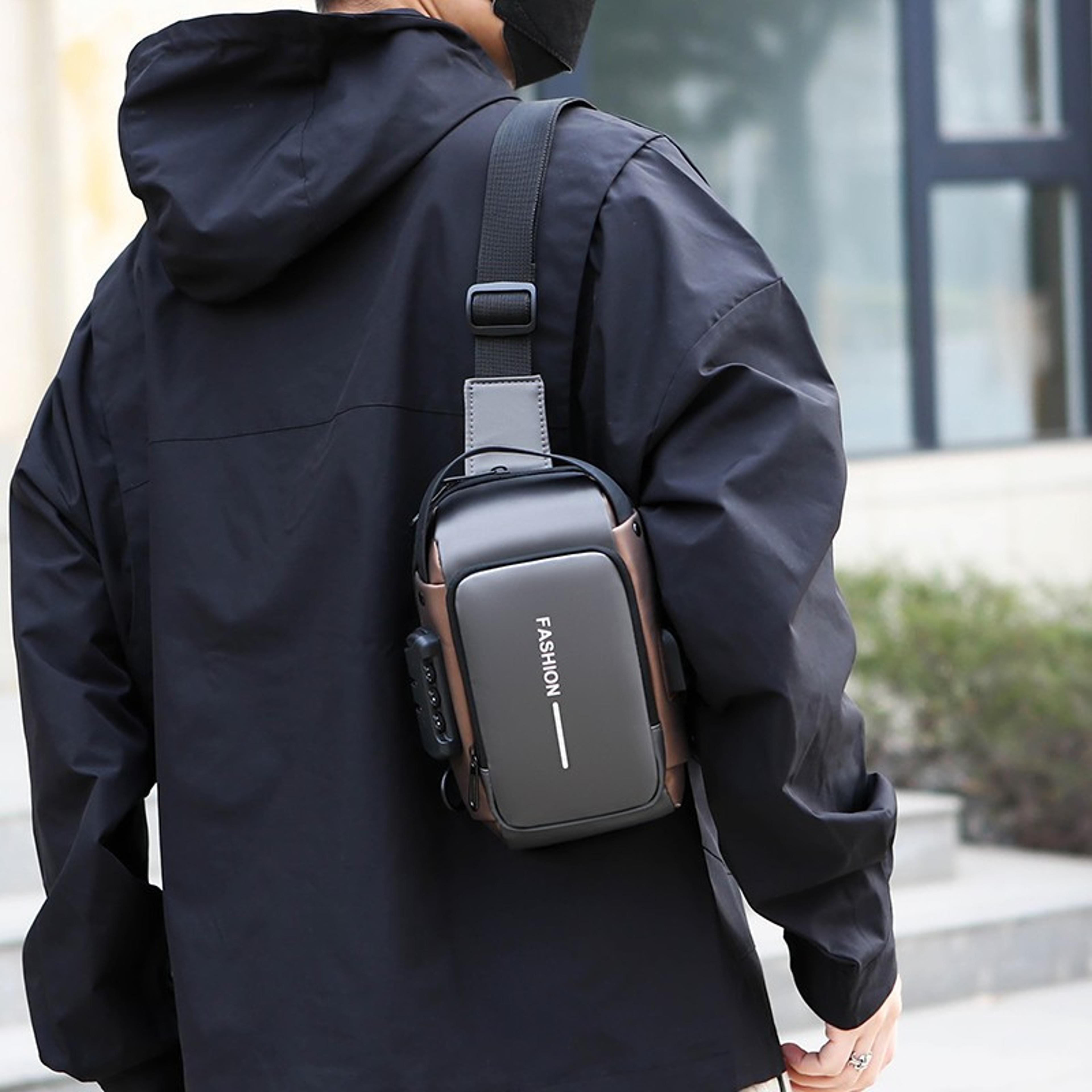 securecharge waterproof anti theft sling bag with lock for travel and commuting