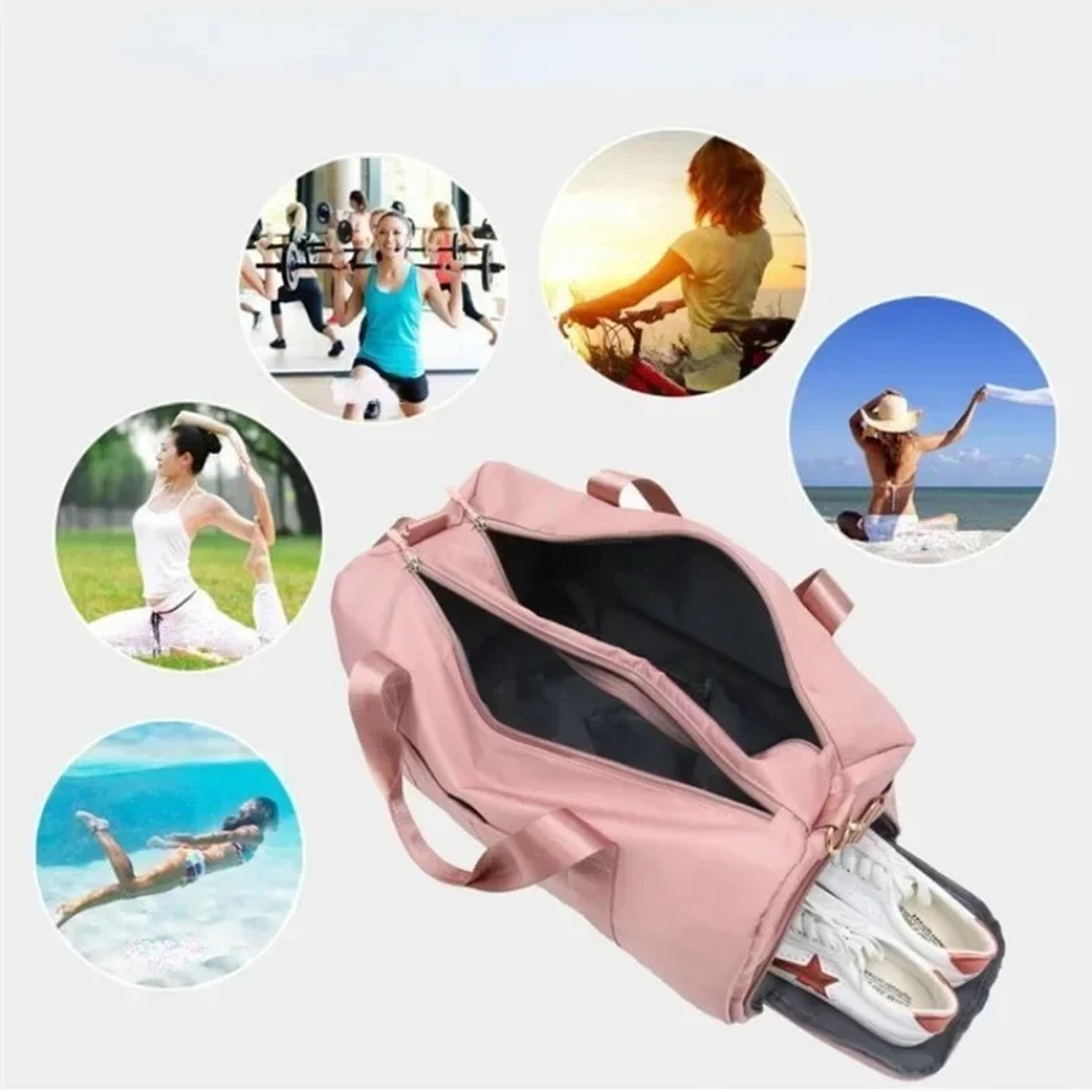 waterproof gym bag with shoe compartment and yoga mat strap for travel & training