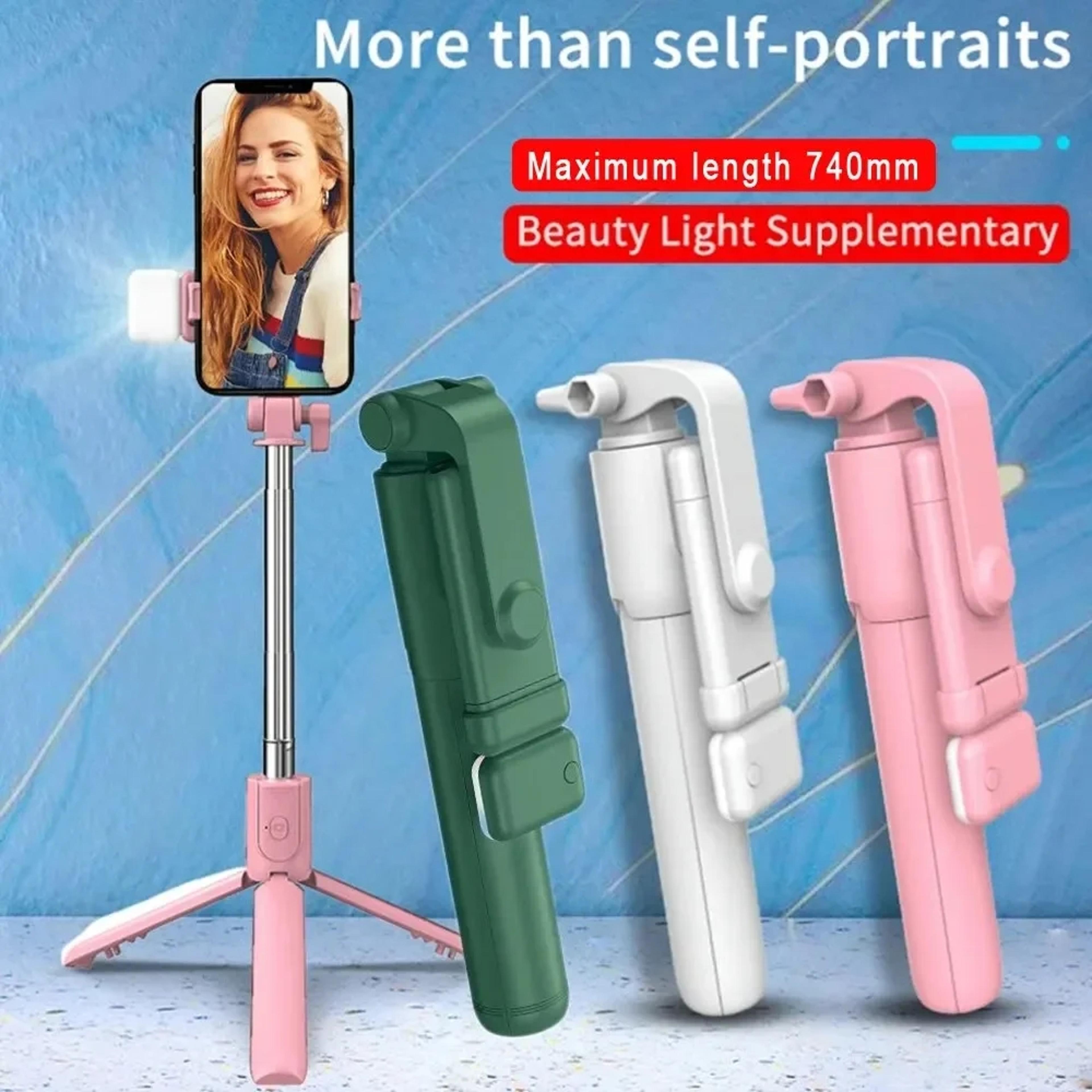 bluetooth selfie stick tripod with fill light and remote