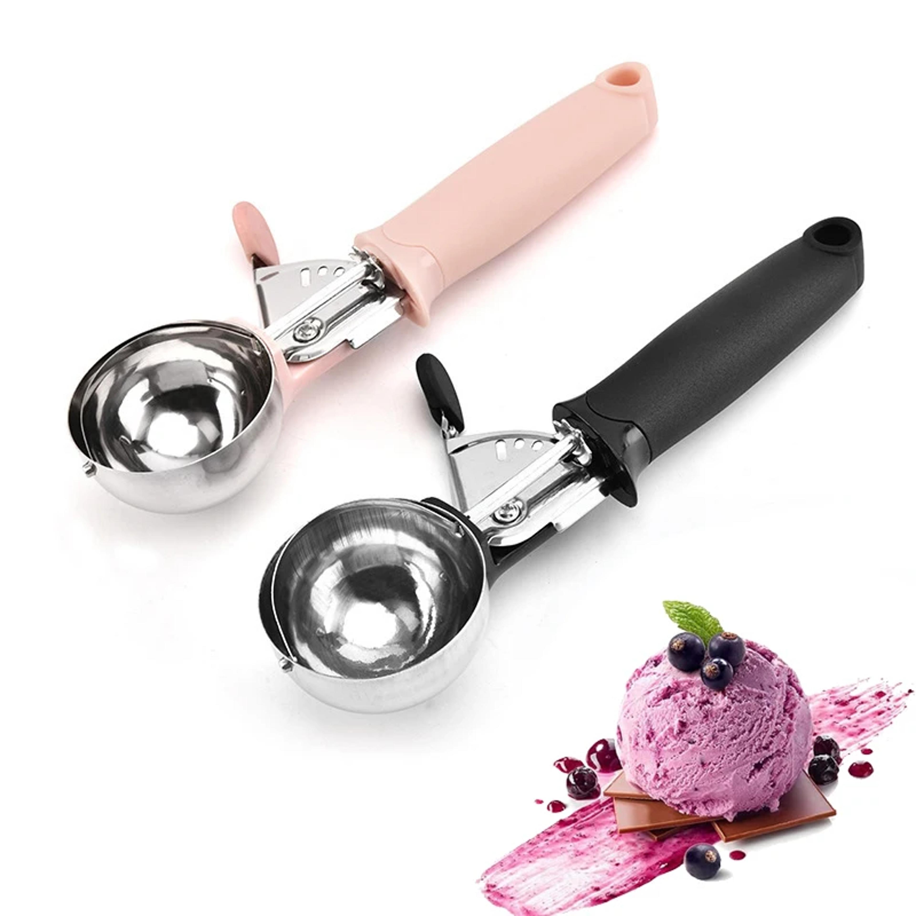 stainless steel ice cream scoop with trigger and comfort grip