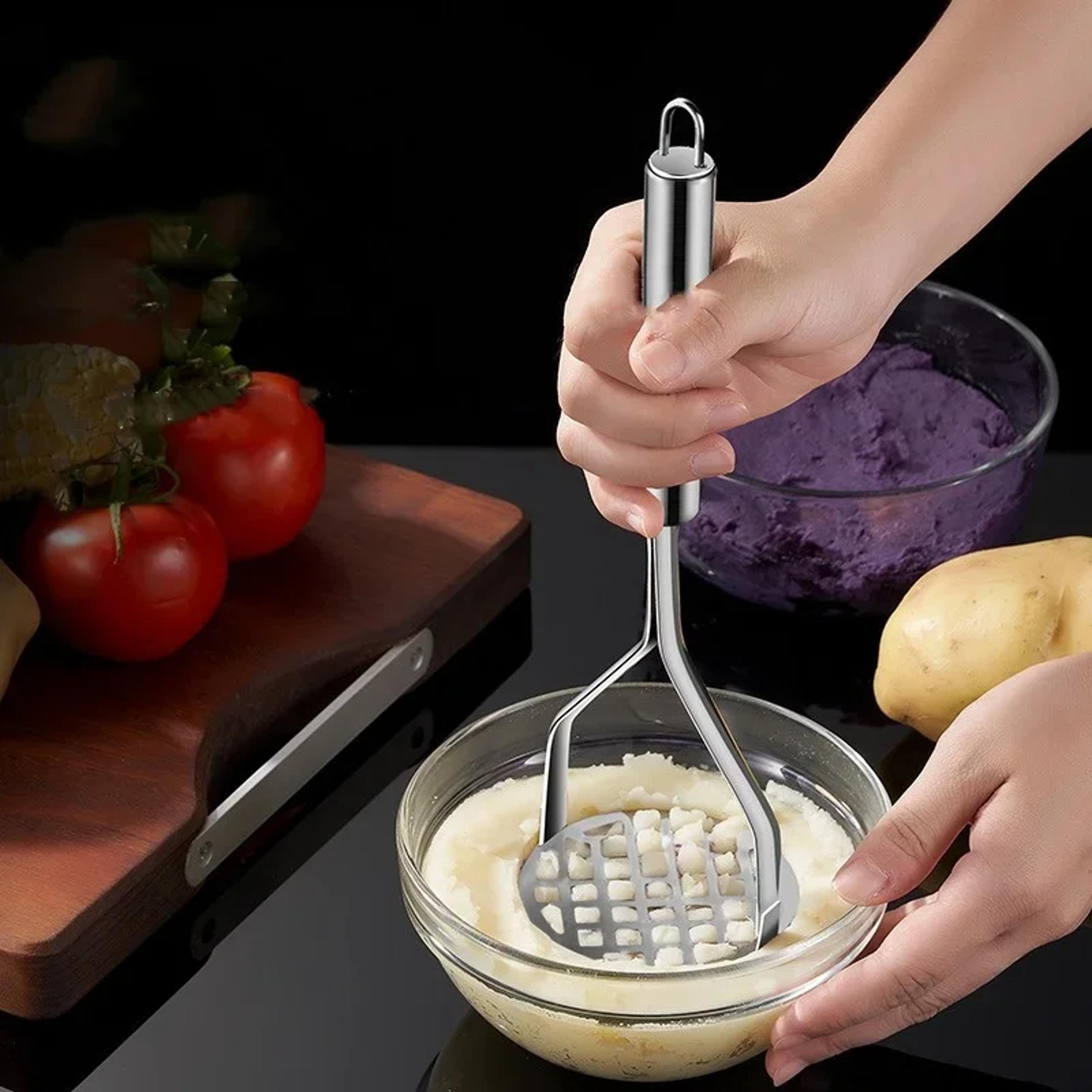 stainless steel potato ricer and masher press for smooth mashed potatoes