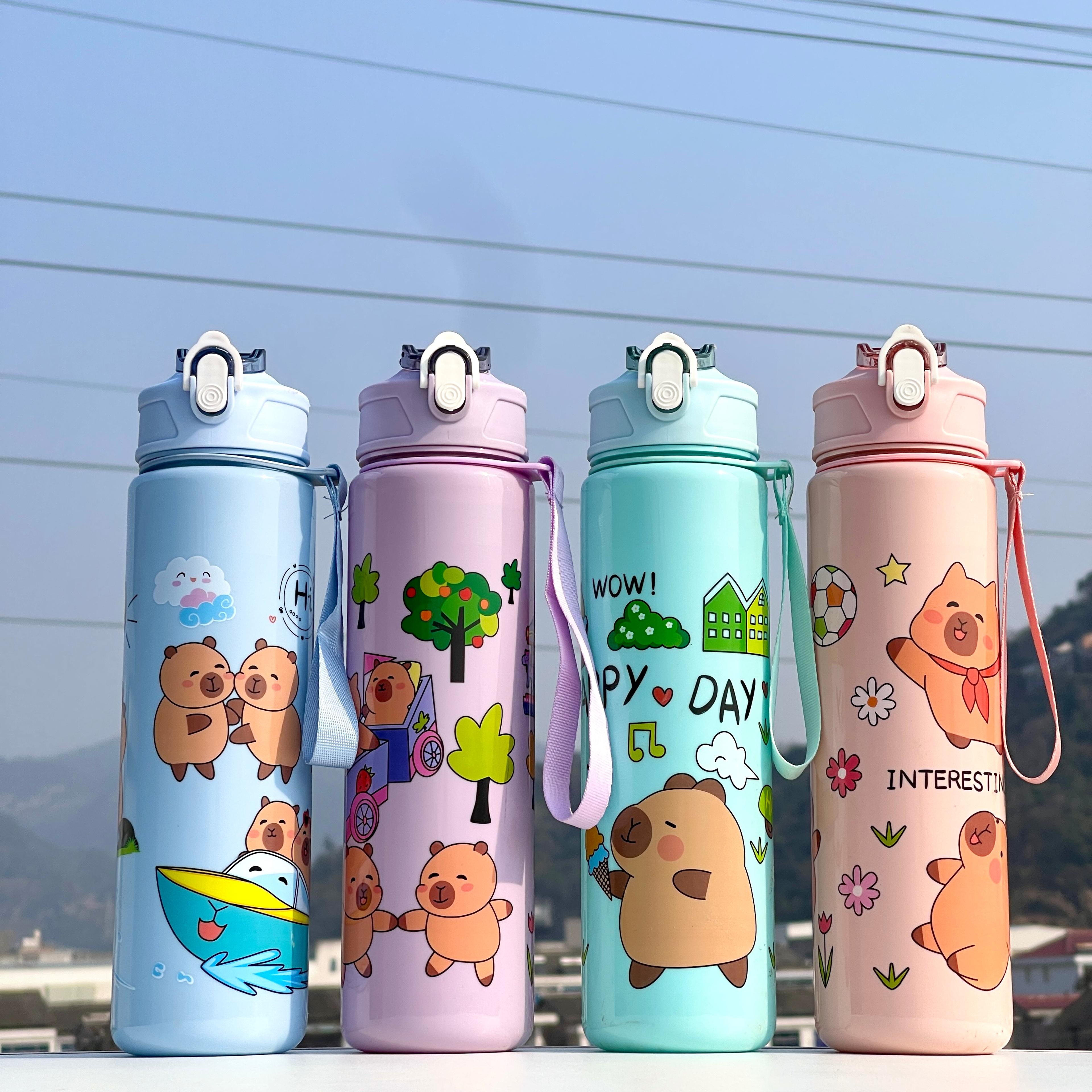 cute portable straw cup large capacity water bottle for students and girls