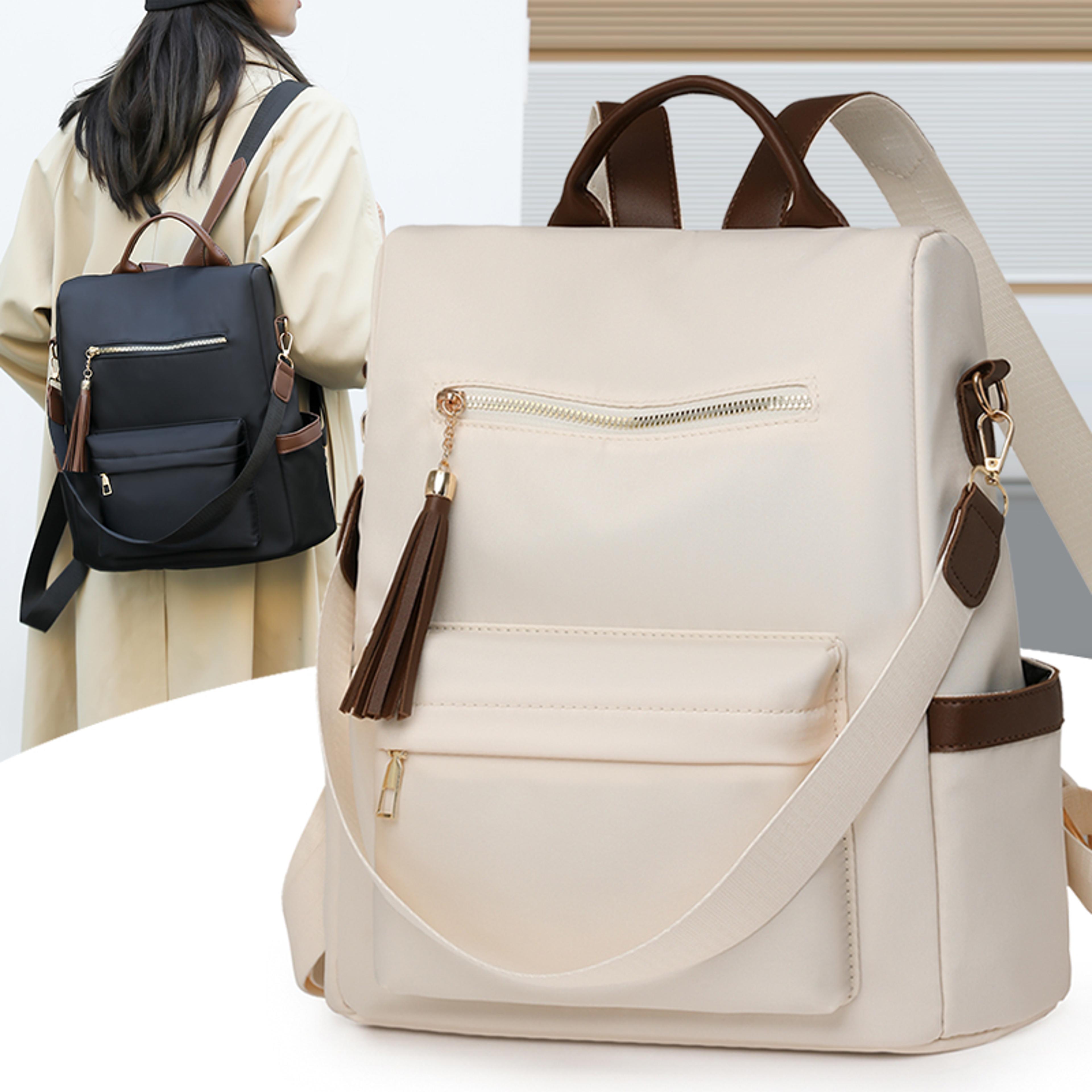 elegant anti theft backpack women waterproof nylon tassel travel purse
