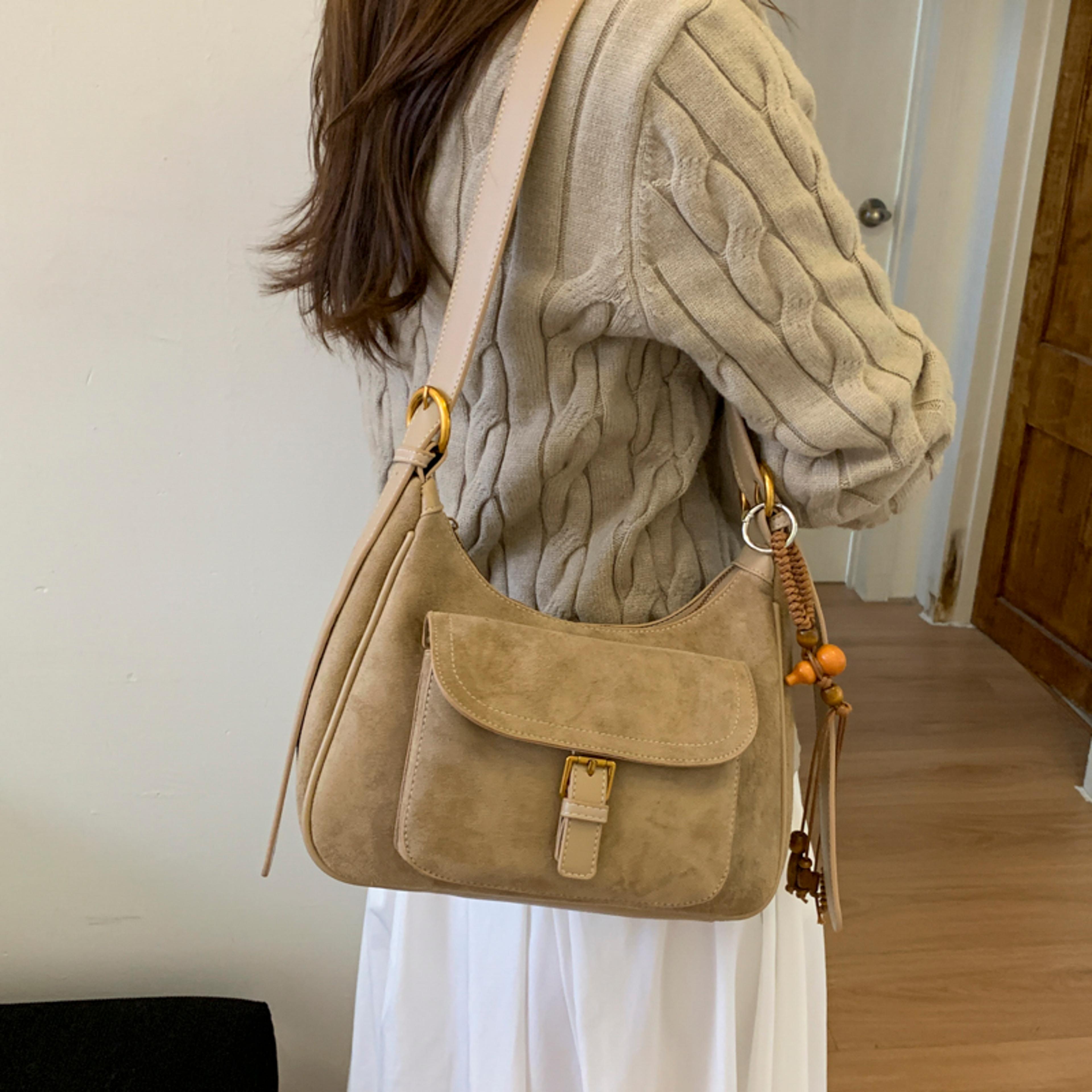 soft luxe suede shoulder bag for women elegant crossbody hobo handbag