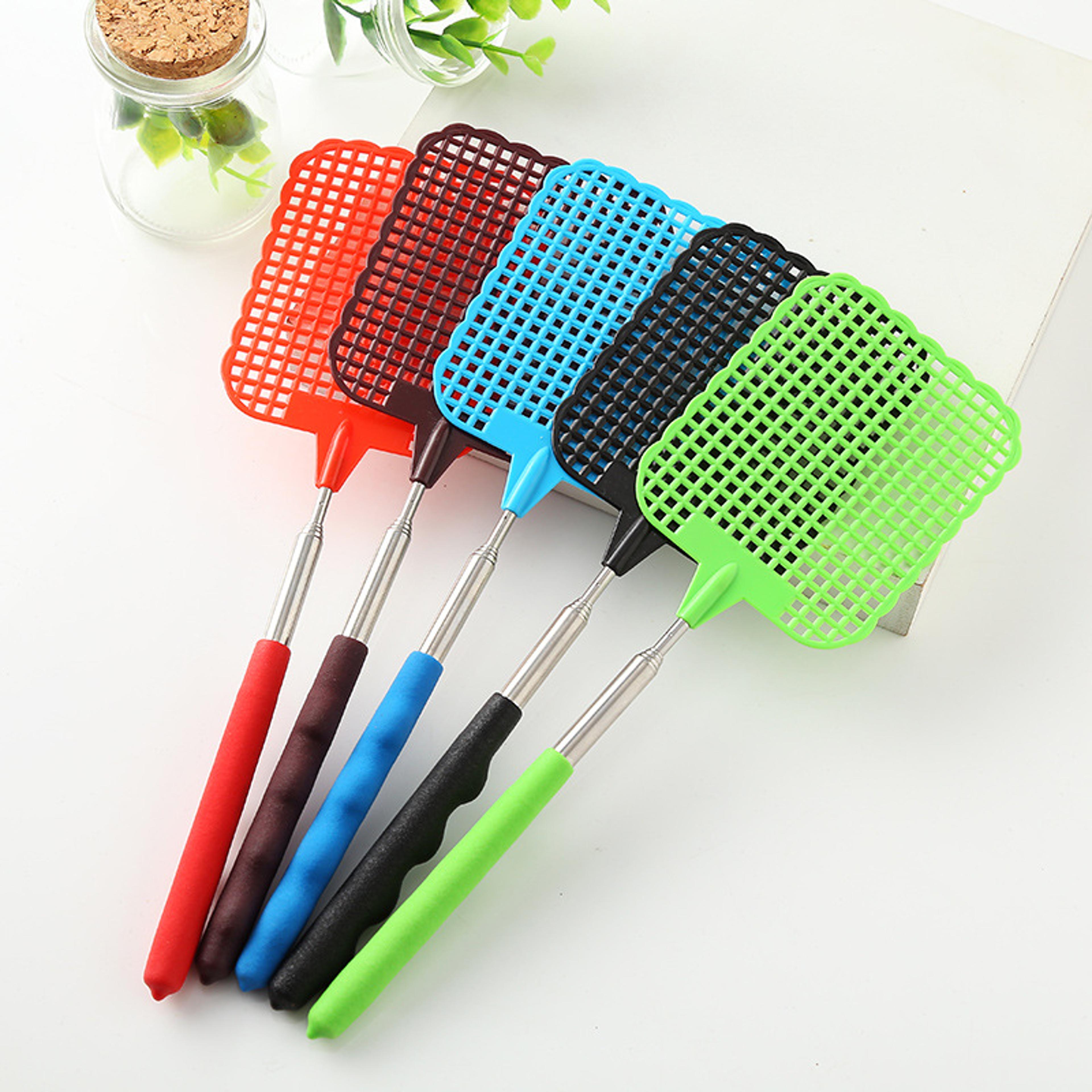 adjustable long handle fly swatter for easy indoor outdoor pest control