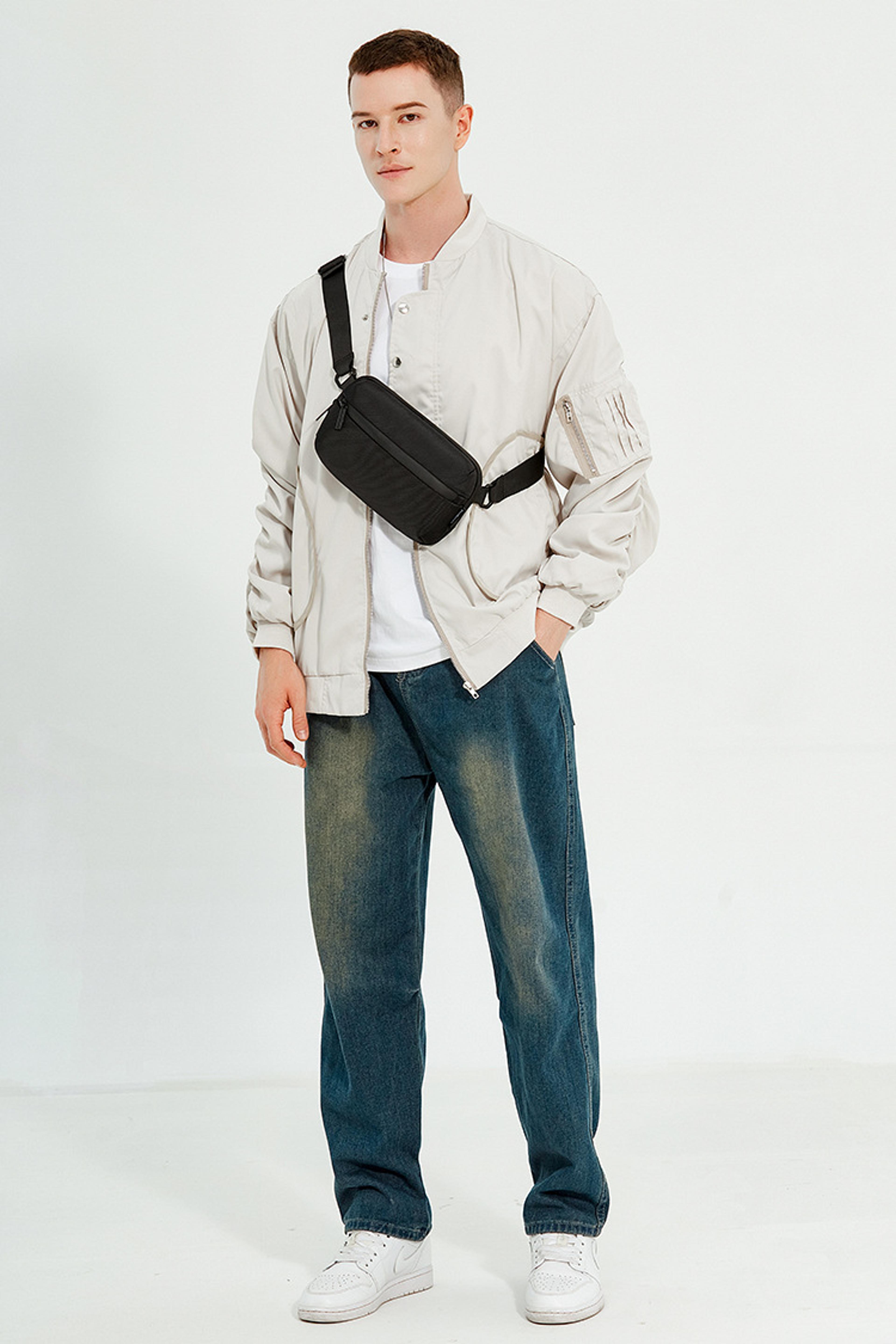mens mini crossbody phone bag lightweight chest shoulder waist bag