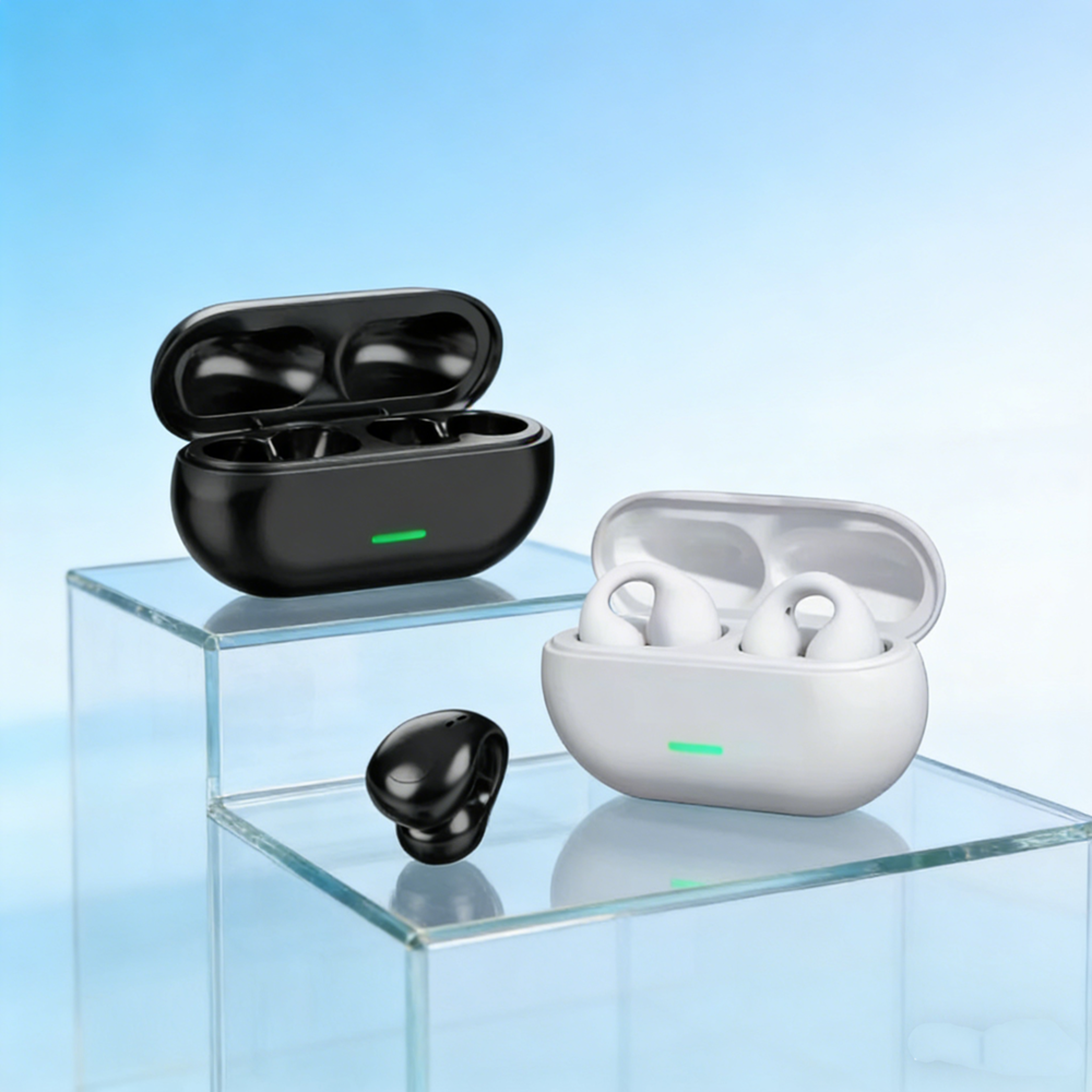 open ear clip wireless headphones with hd calls for sports and gaming